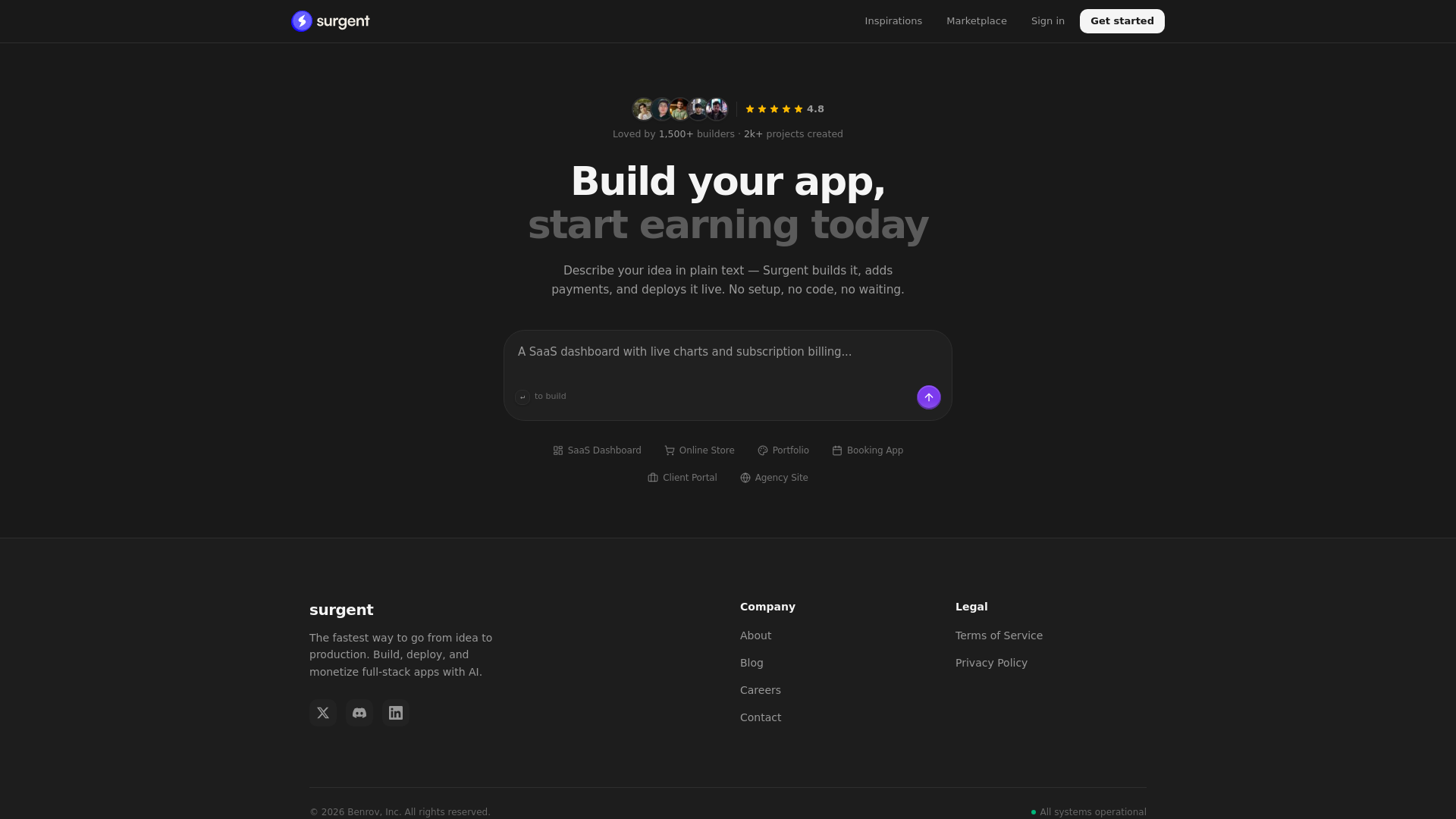 website screenshot of https://surgent.sh/