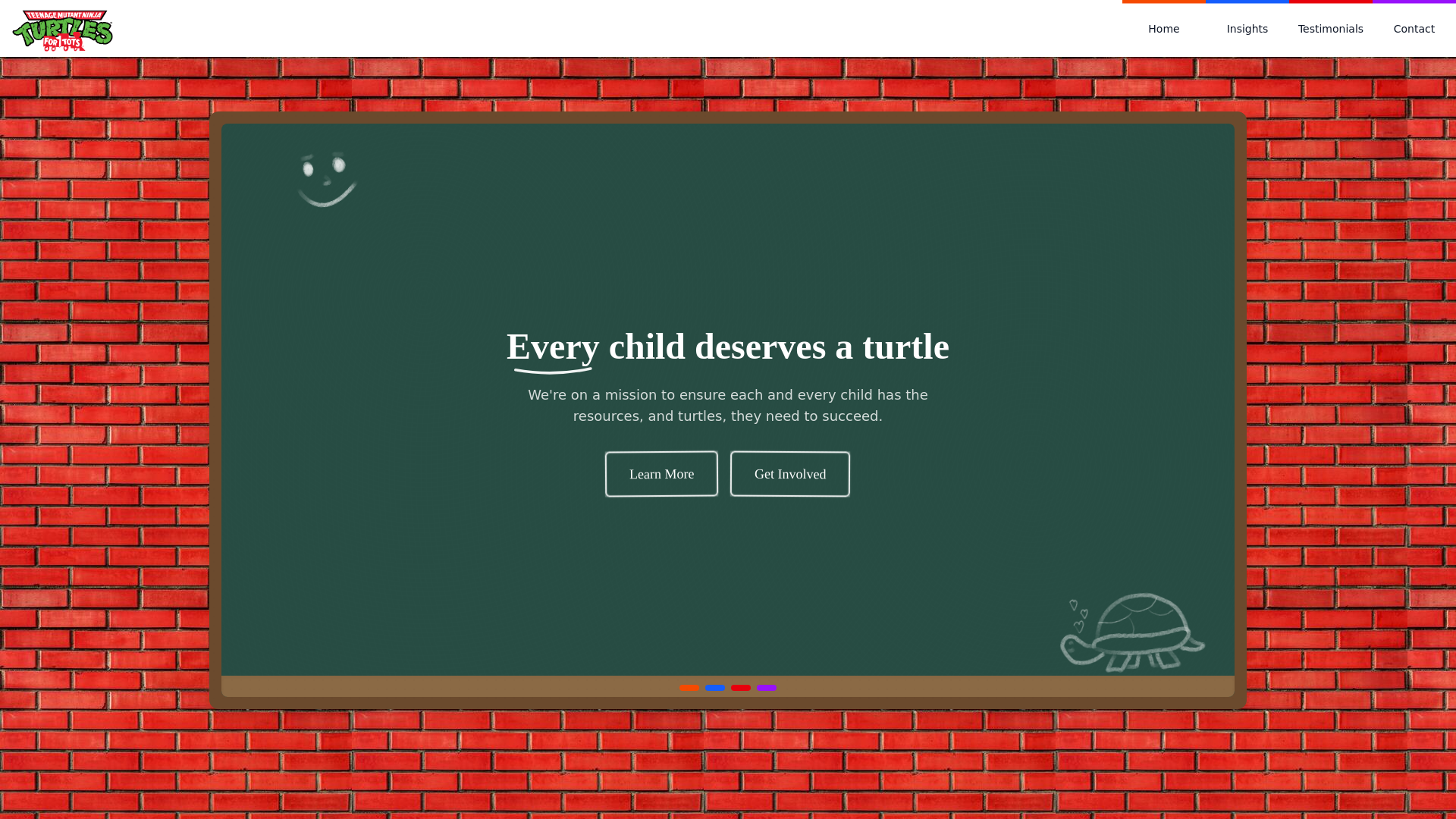 website screenshot of https://tmntfortots.org