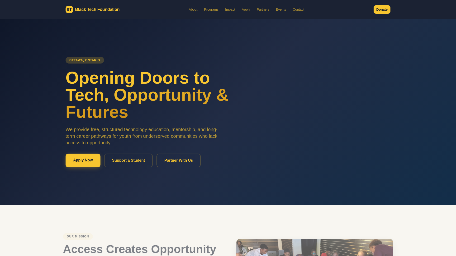 website screenshot of https://blacktechfoundation.com