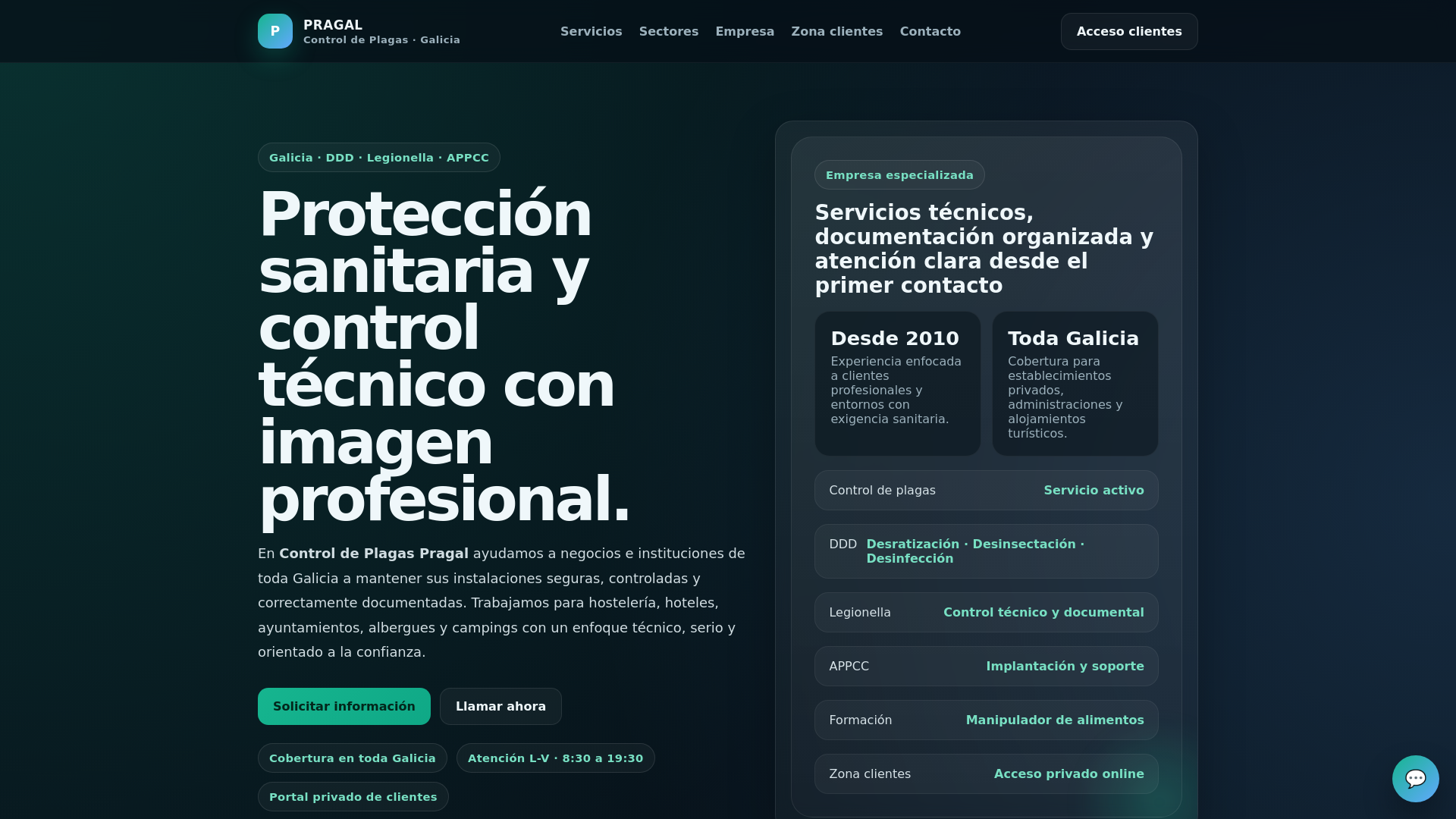 website screenshot of https://pragal.es/