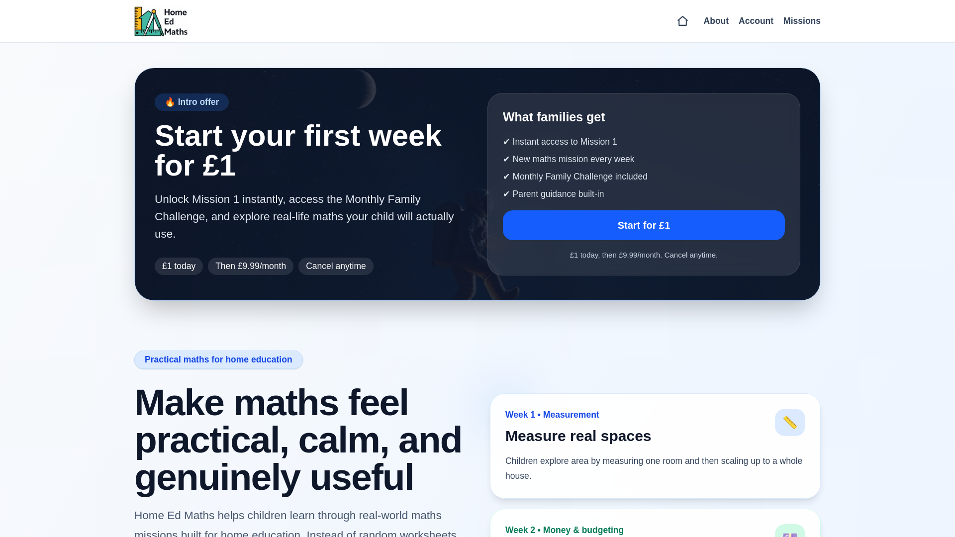 website screenshot of https://homeedmaths.co.uk/
