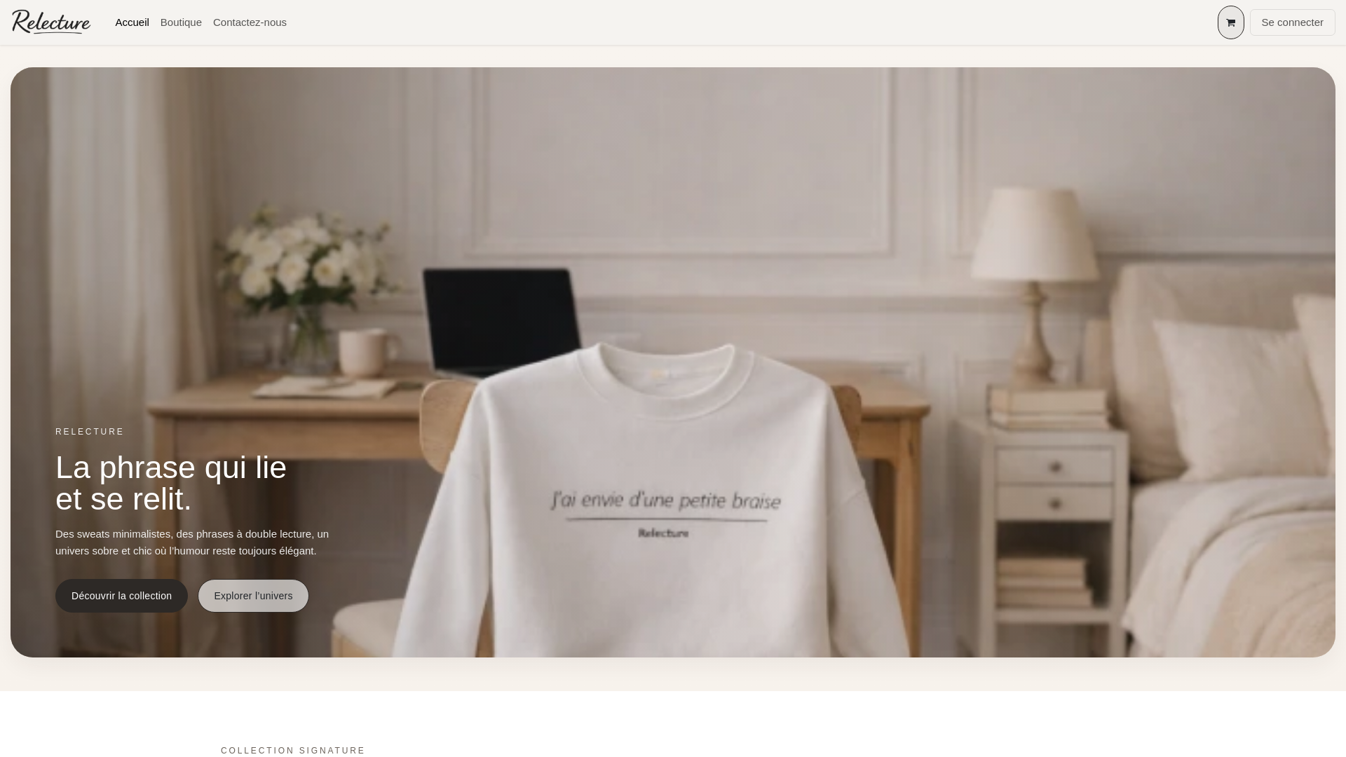 website screenshot of https://relecture.shop