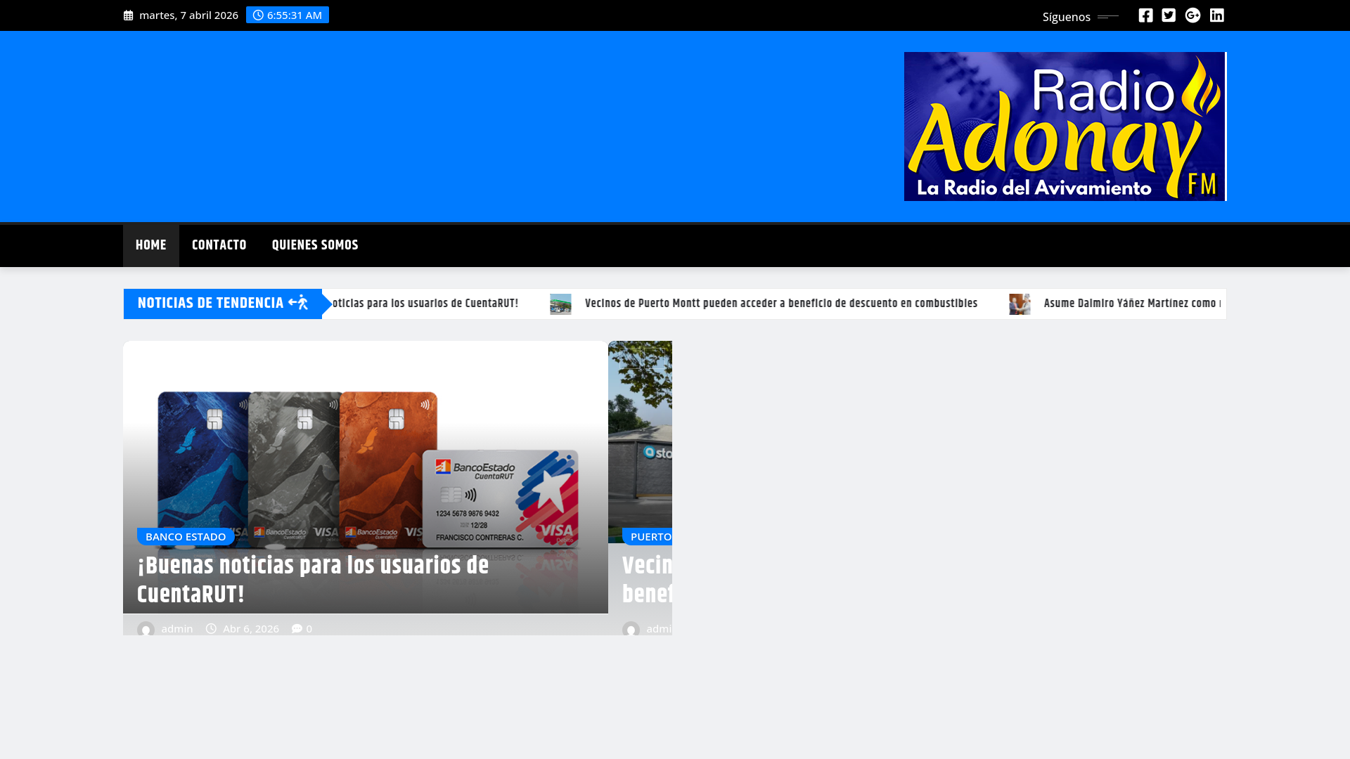 website screenshot of https://radioadonayfm.cl/