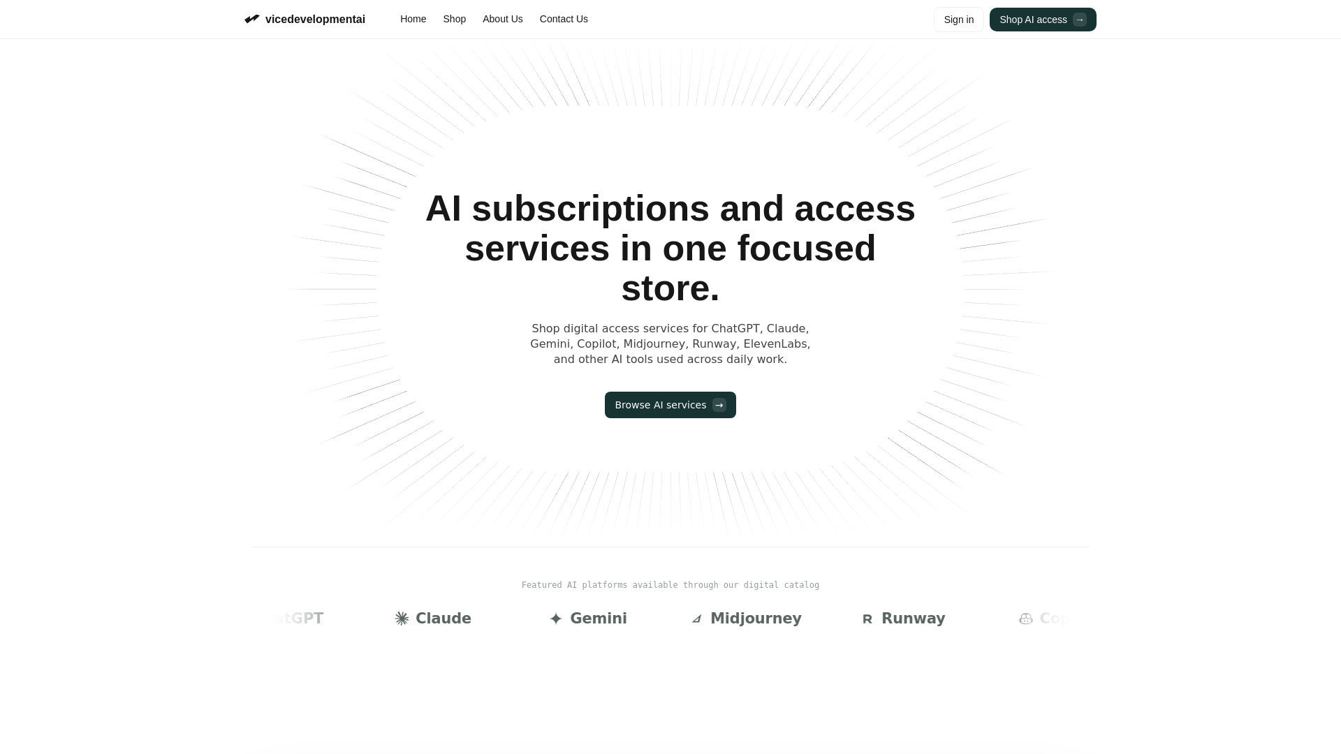 website screenshot of https://vicedevelopmentai.com/