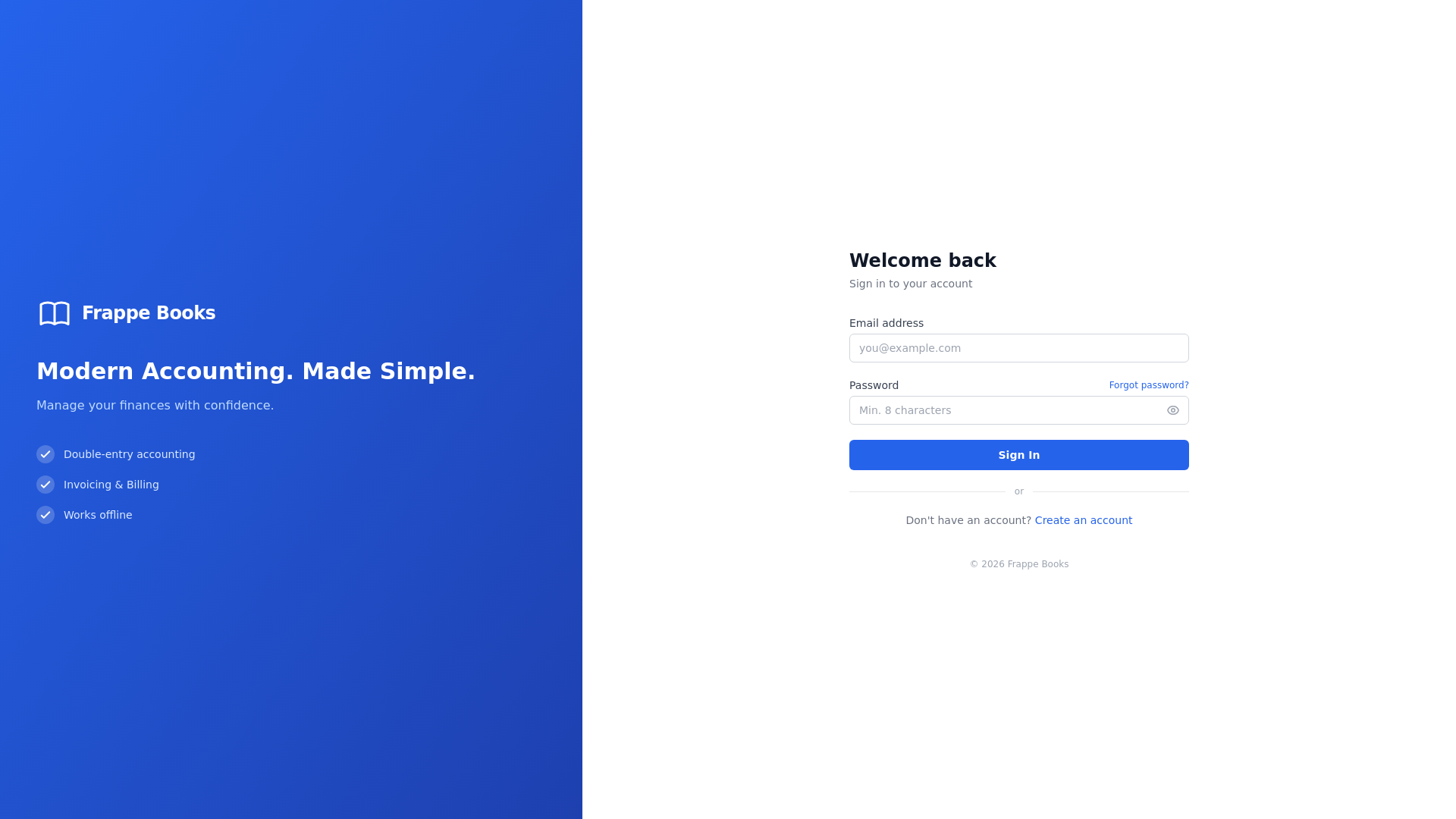 website screenshot of https://frappe-books-pwa.pages.dev/