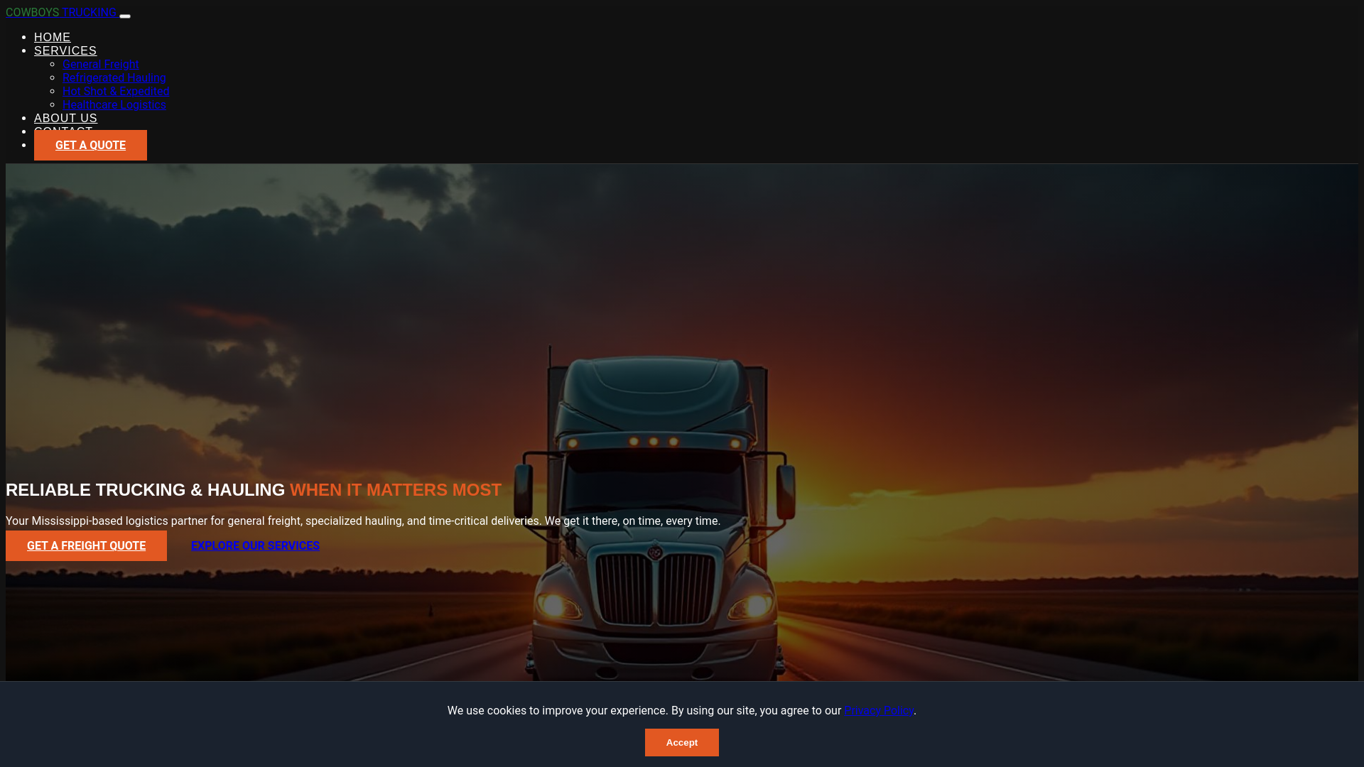 website screenshot of https://cowboys-hauling.com/