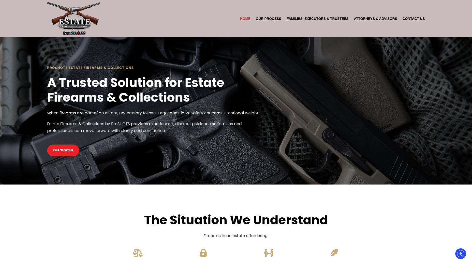 website screenshot of https://proshotsestate.com/