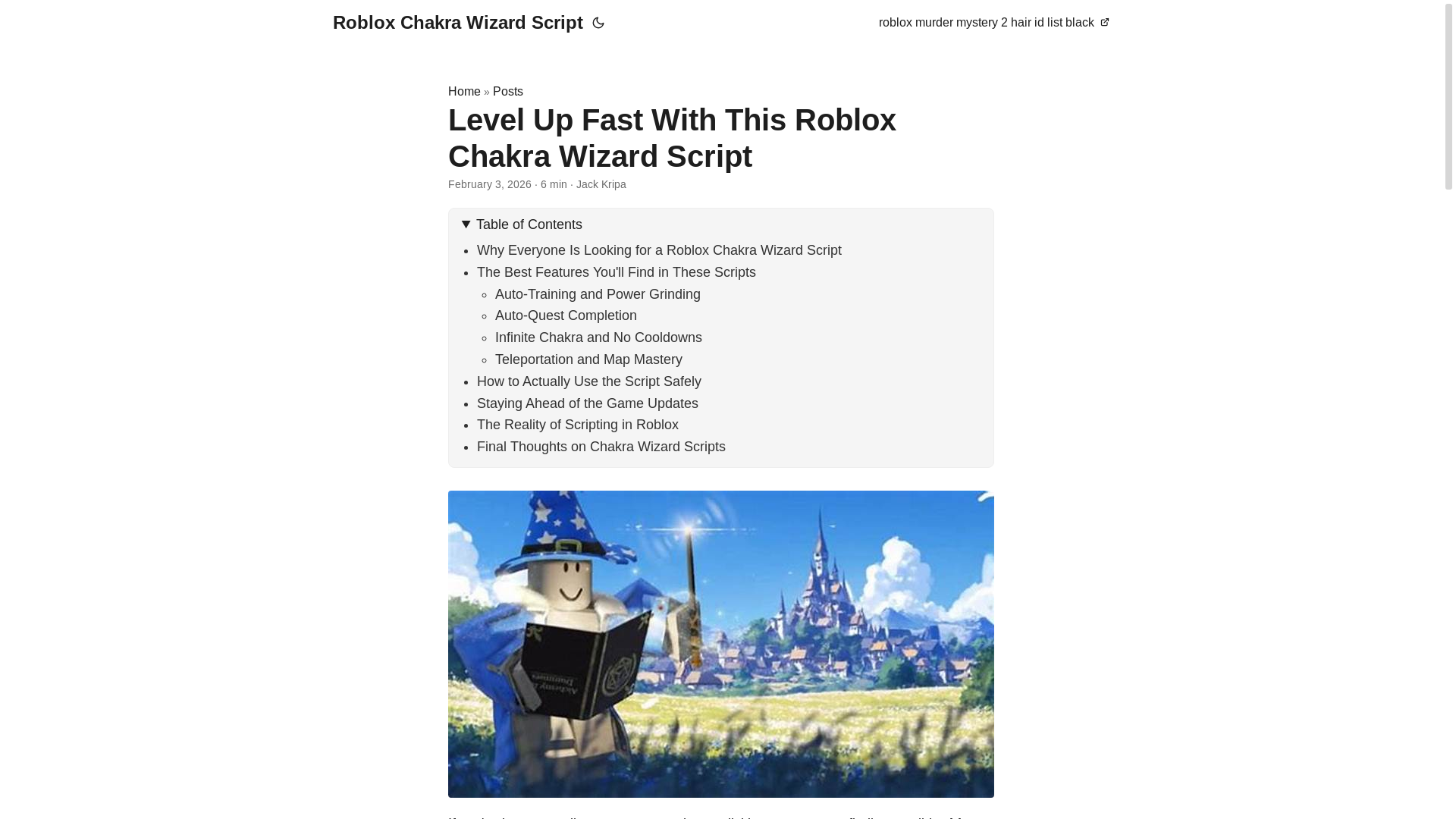 website screenshot of https://roblox-chakra-wizard-script.pages.dev/