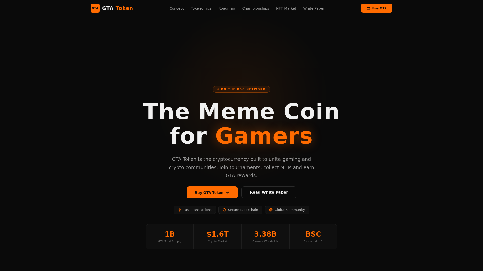 website screenshot of https://gta-token.com