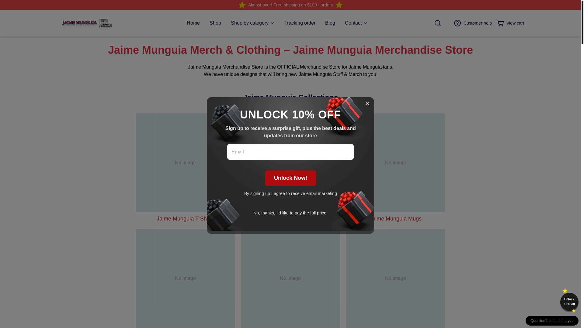 website screenshot of https://jaimemunguiamerch.shop/