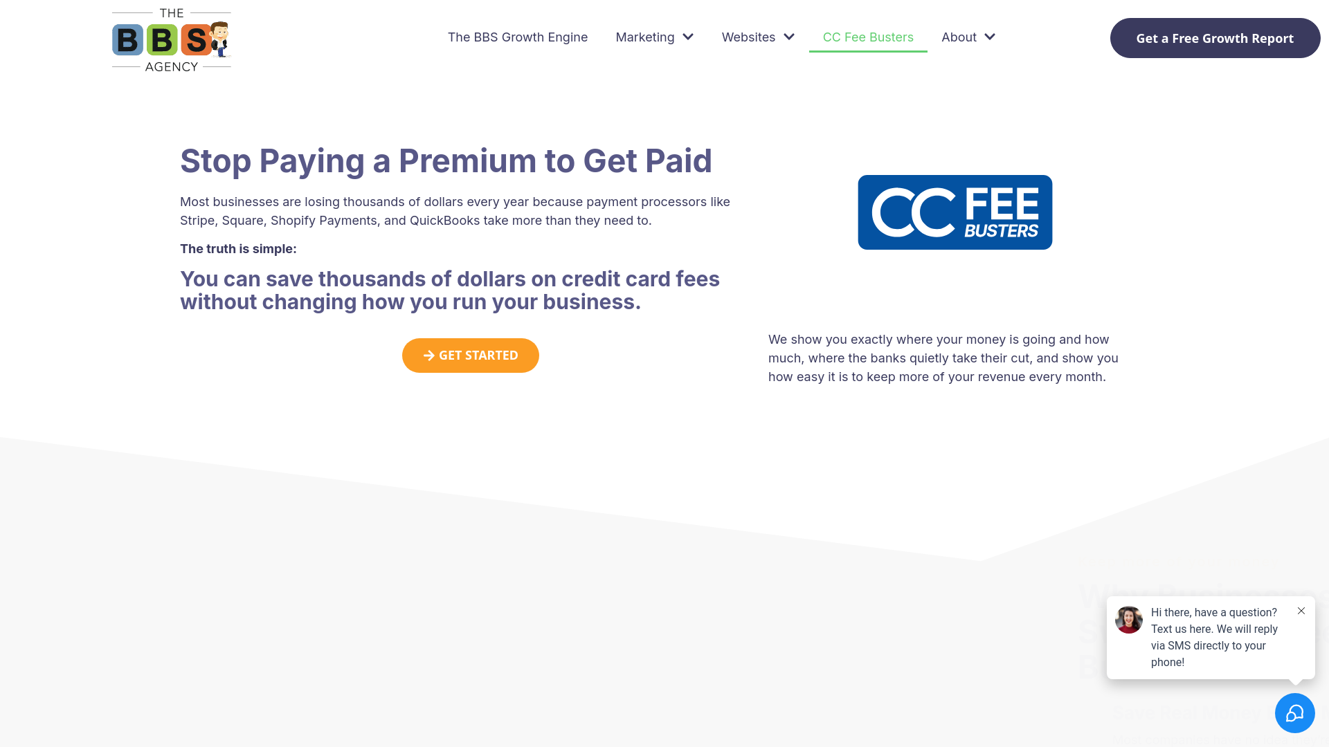 website screenshot of https://ccfeebusters.com