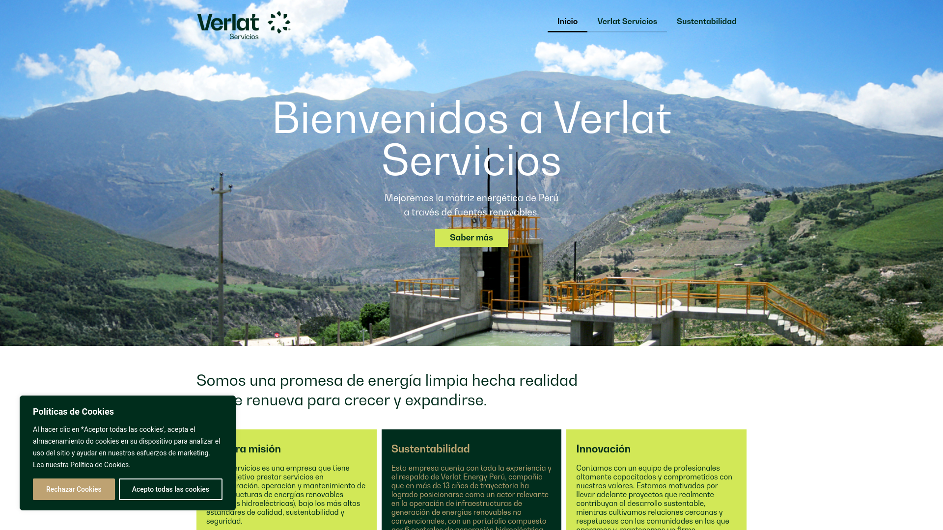 website screenshot of https://verlatservicios.com