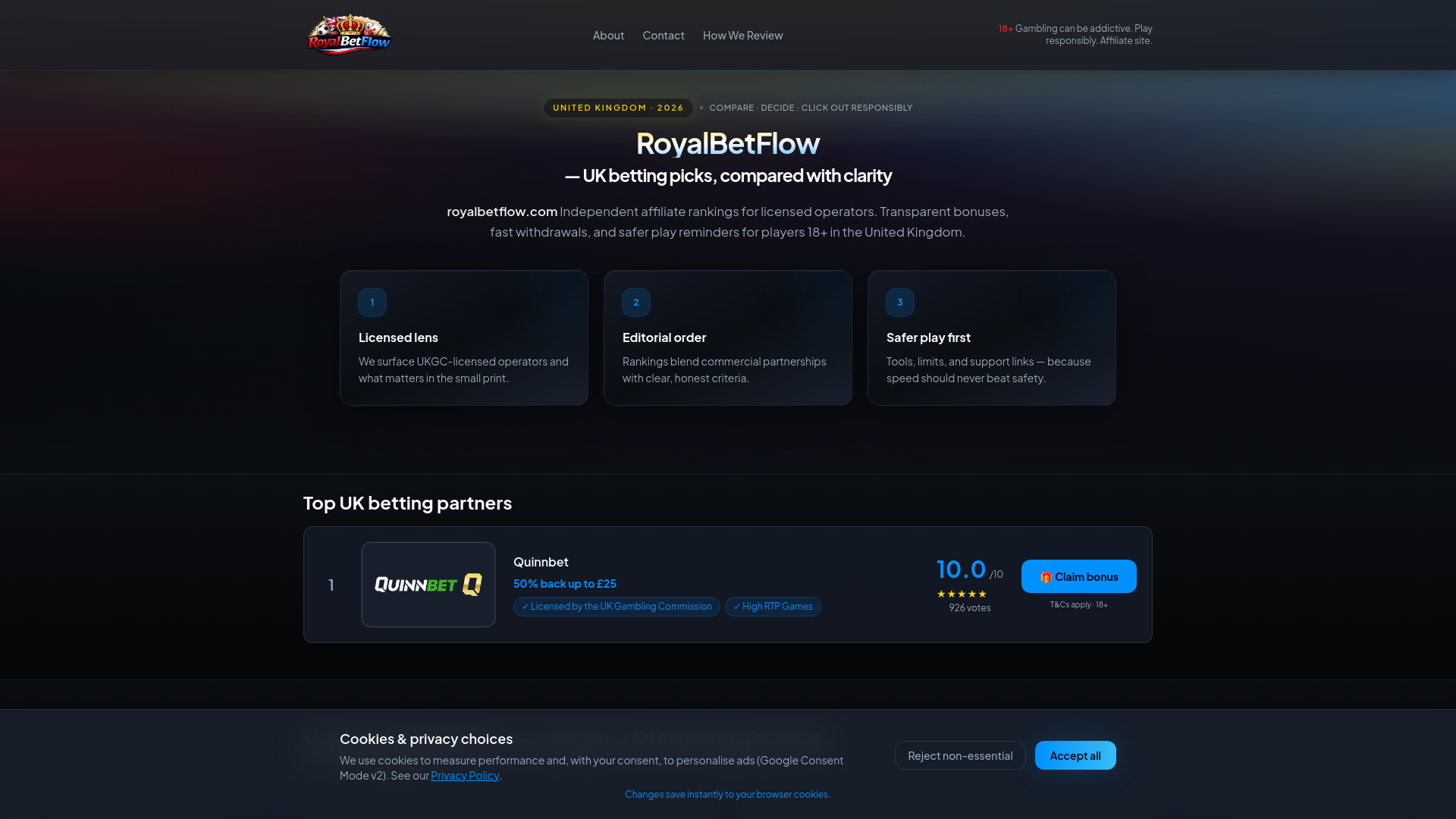 website screenshot of https://royalbetflow.com/