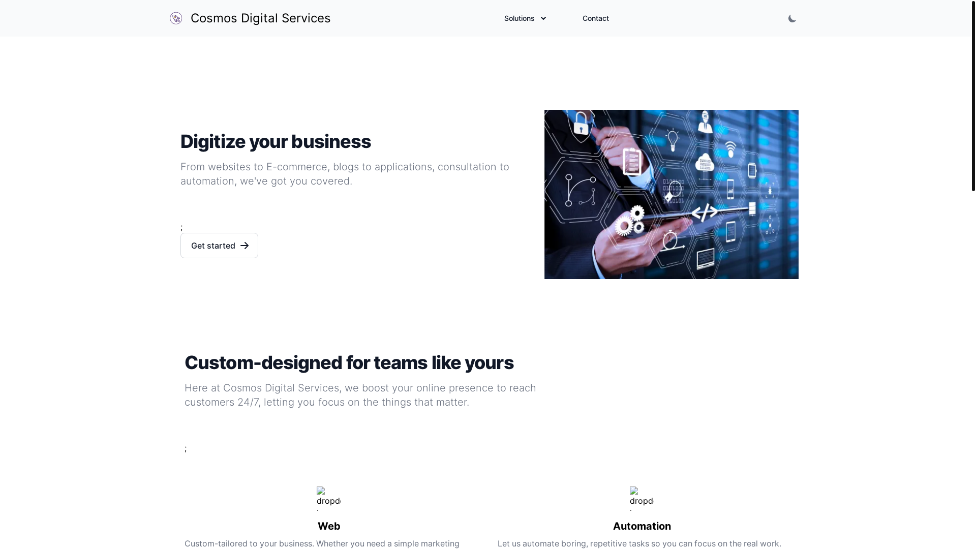 website screenshot of https://test-cosmos-digital-services.pages.dev/