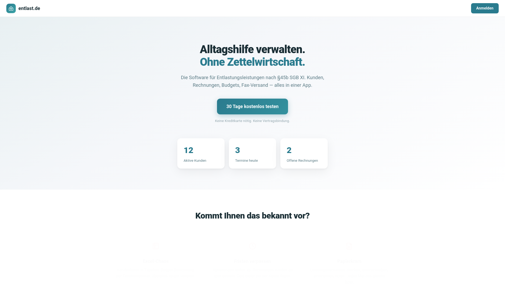 website screenshot of https://entlast.de/