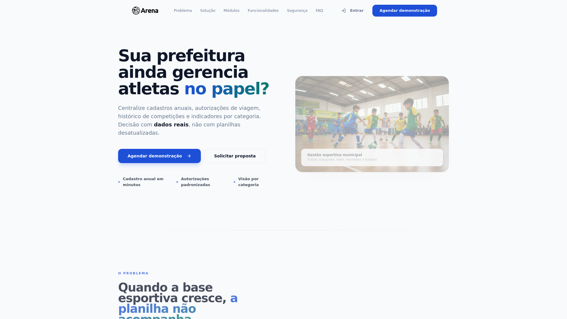 website screenshot of https://arenaesporte.app