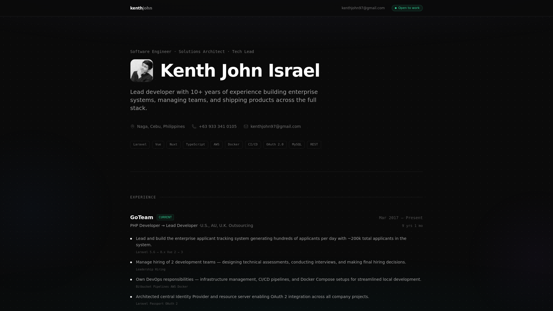 website screenshot of https://kenthjohn.online