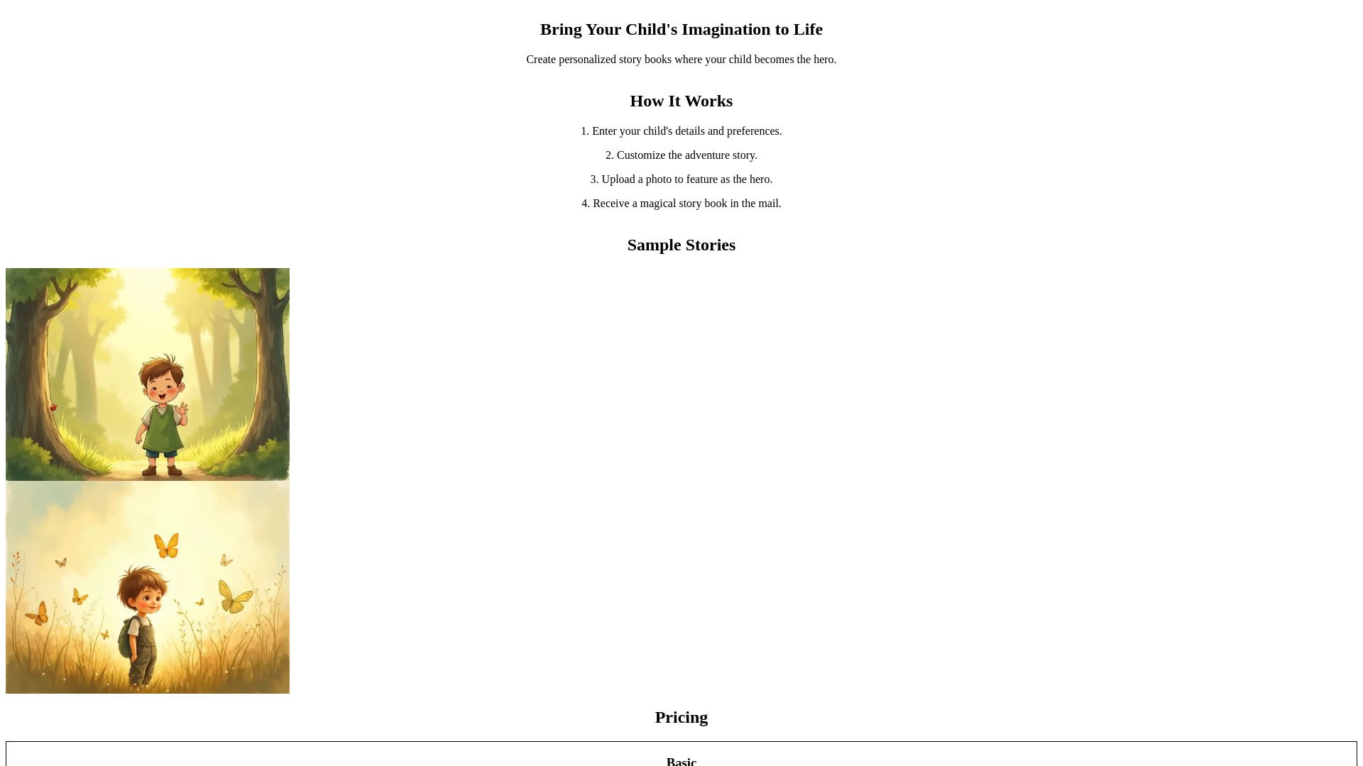 website screenshot of https://herostorybooks.com