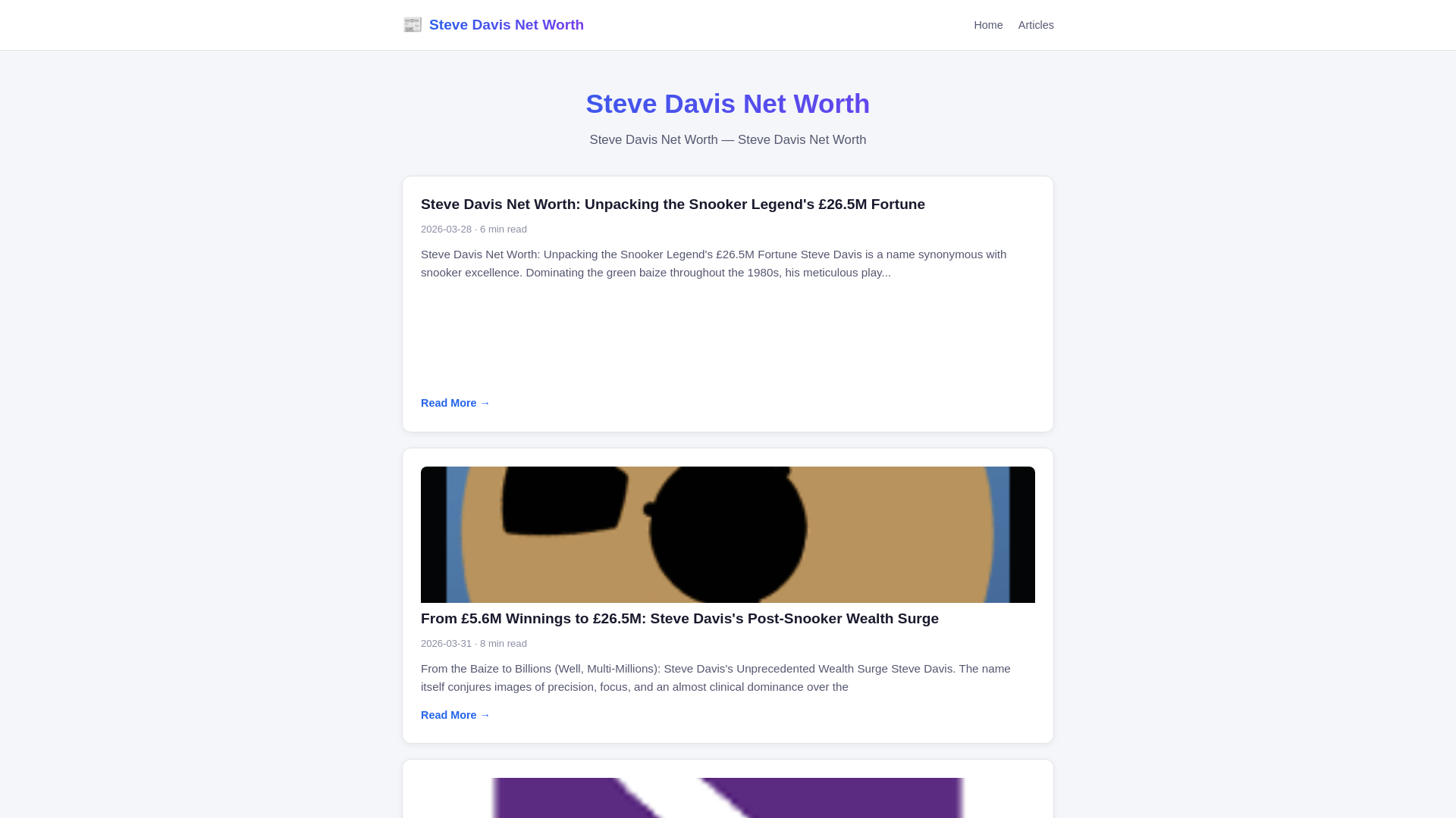 website screenshot of https://steve-davis-net-worth.pages.dev/