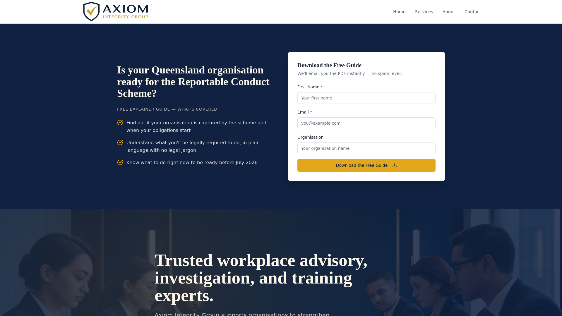 website screenshot of https://axiomintegrity.online/
