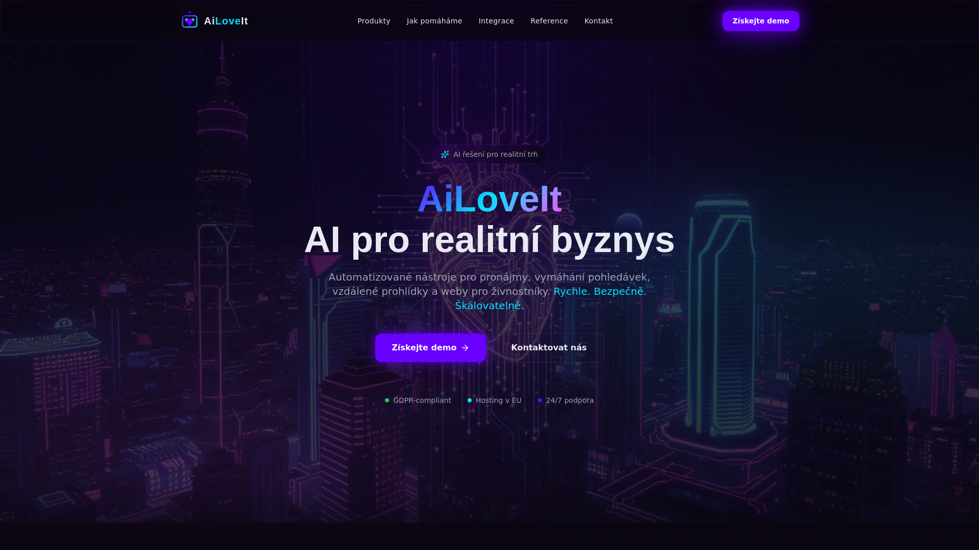 website screenshot of https://ailoveit.cz/