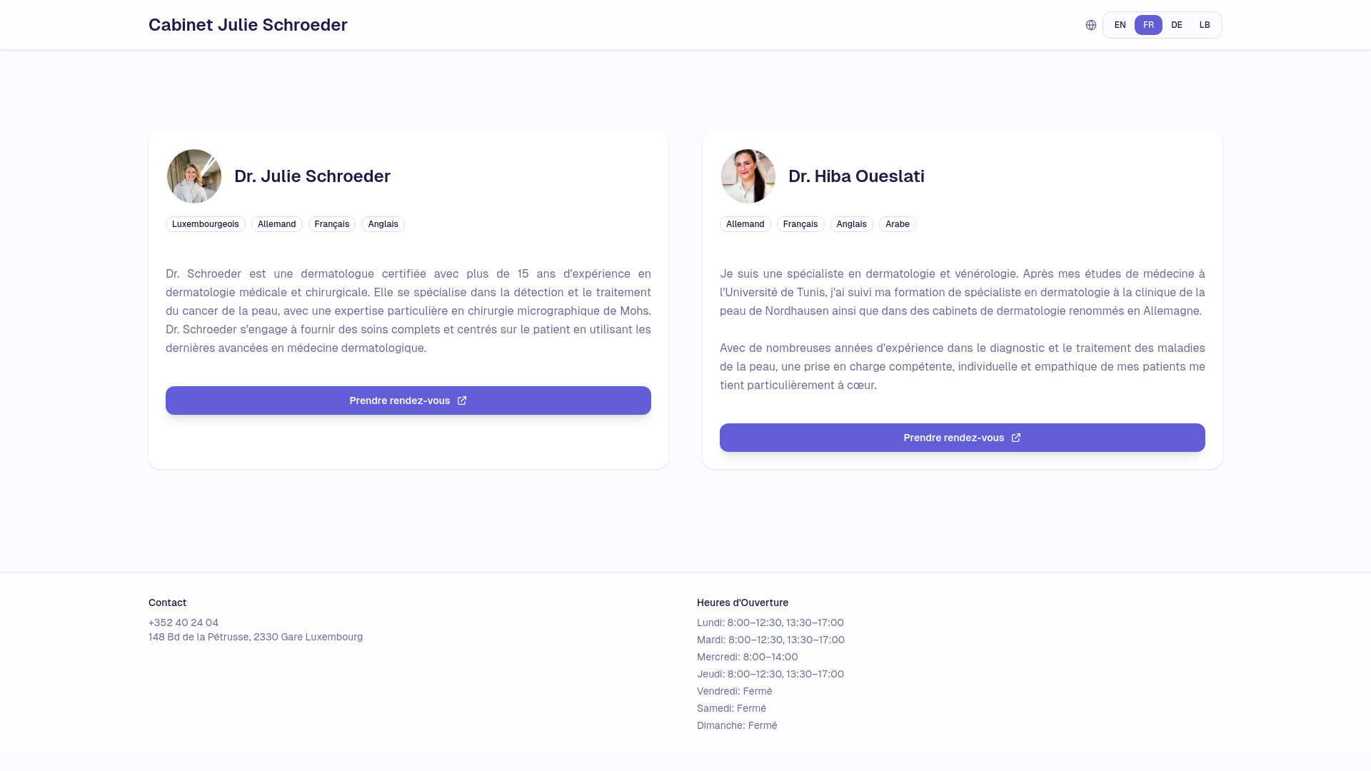 website screenshot of https://dermapraxis-incl-hiba.pages.dev/