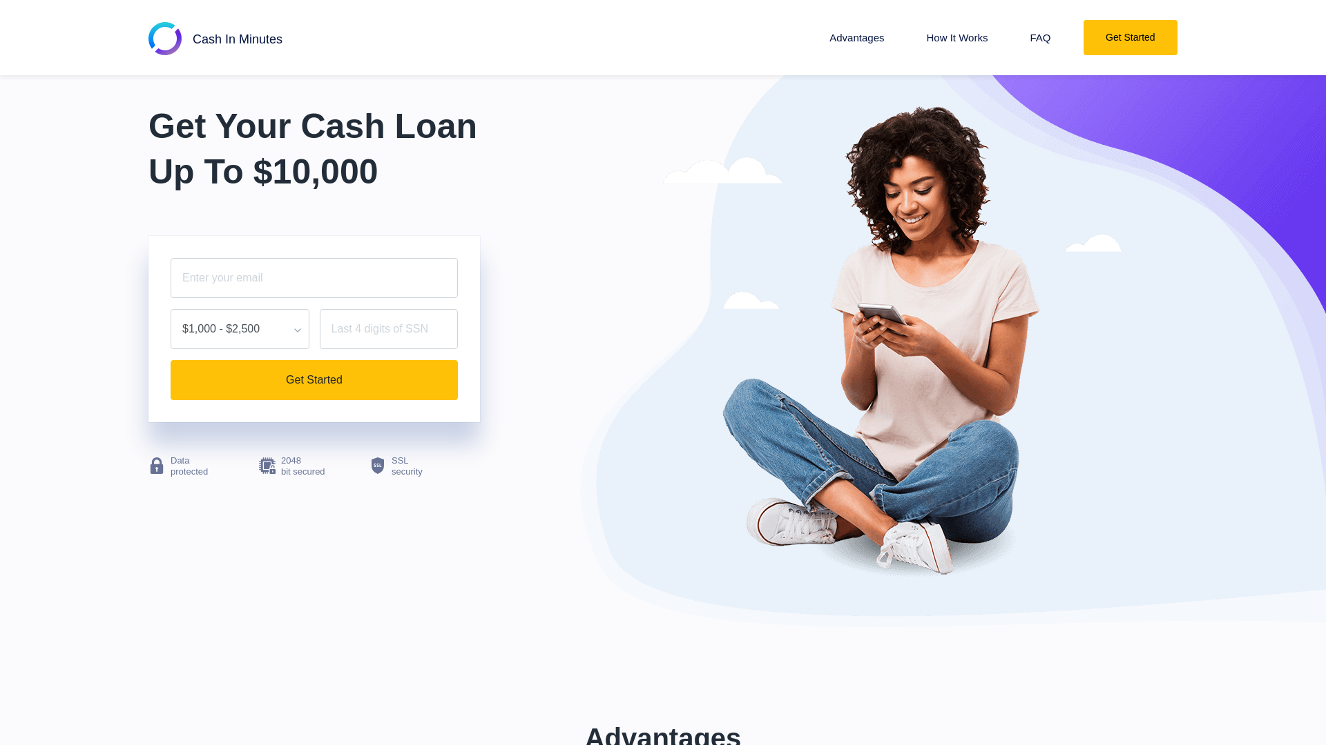 website screenshot of https://mycashinminute.pages.dev/