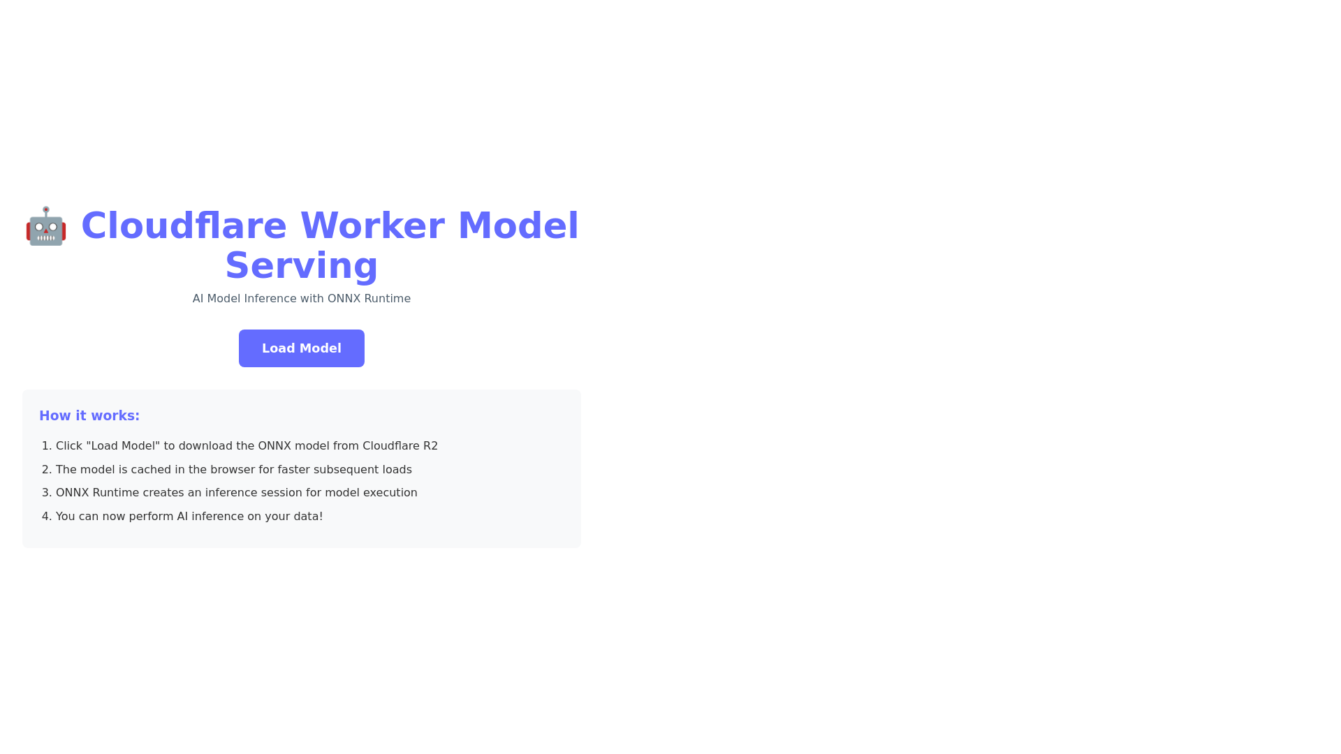 website screenshot of https://model-serving-app.pages.dev/