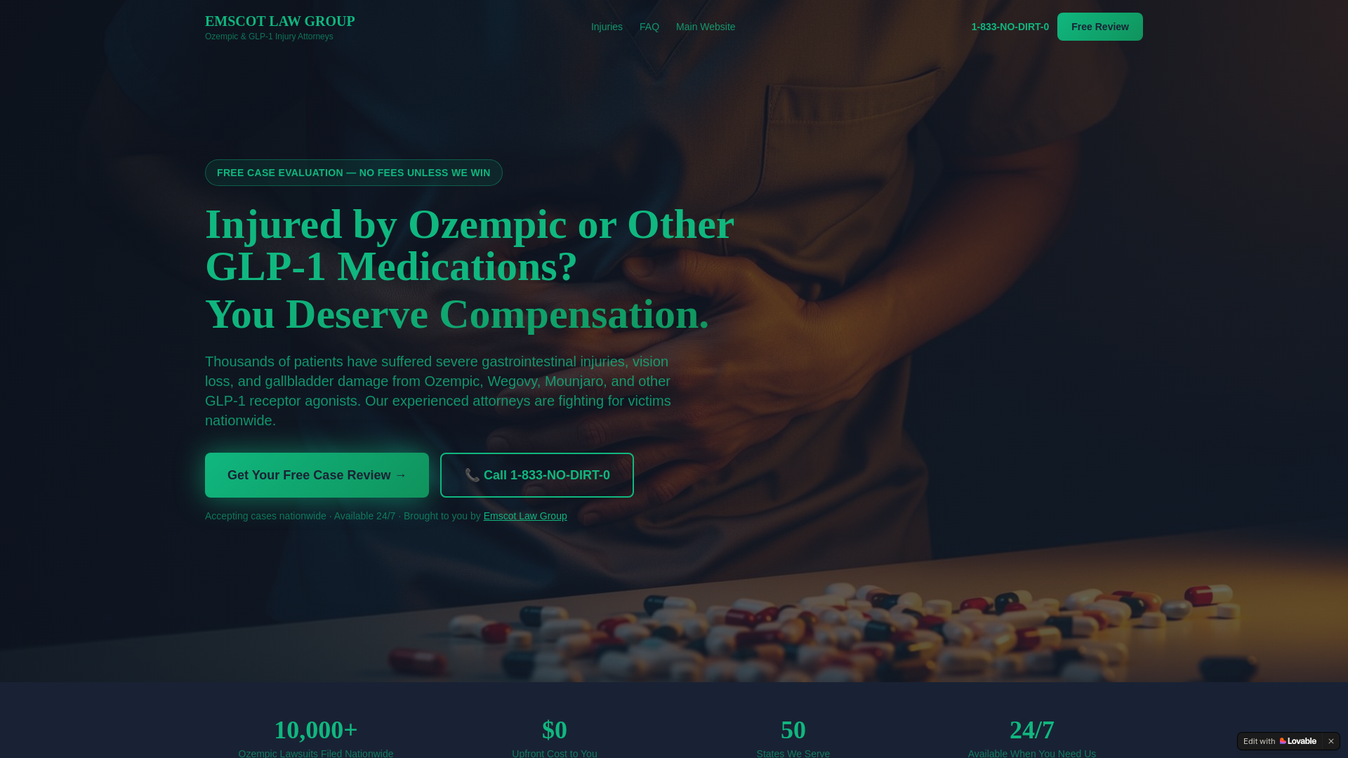 website screenshot of https://ozempicsickness.com/