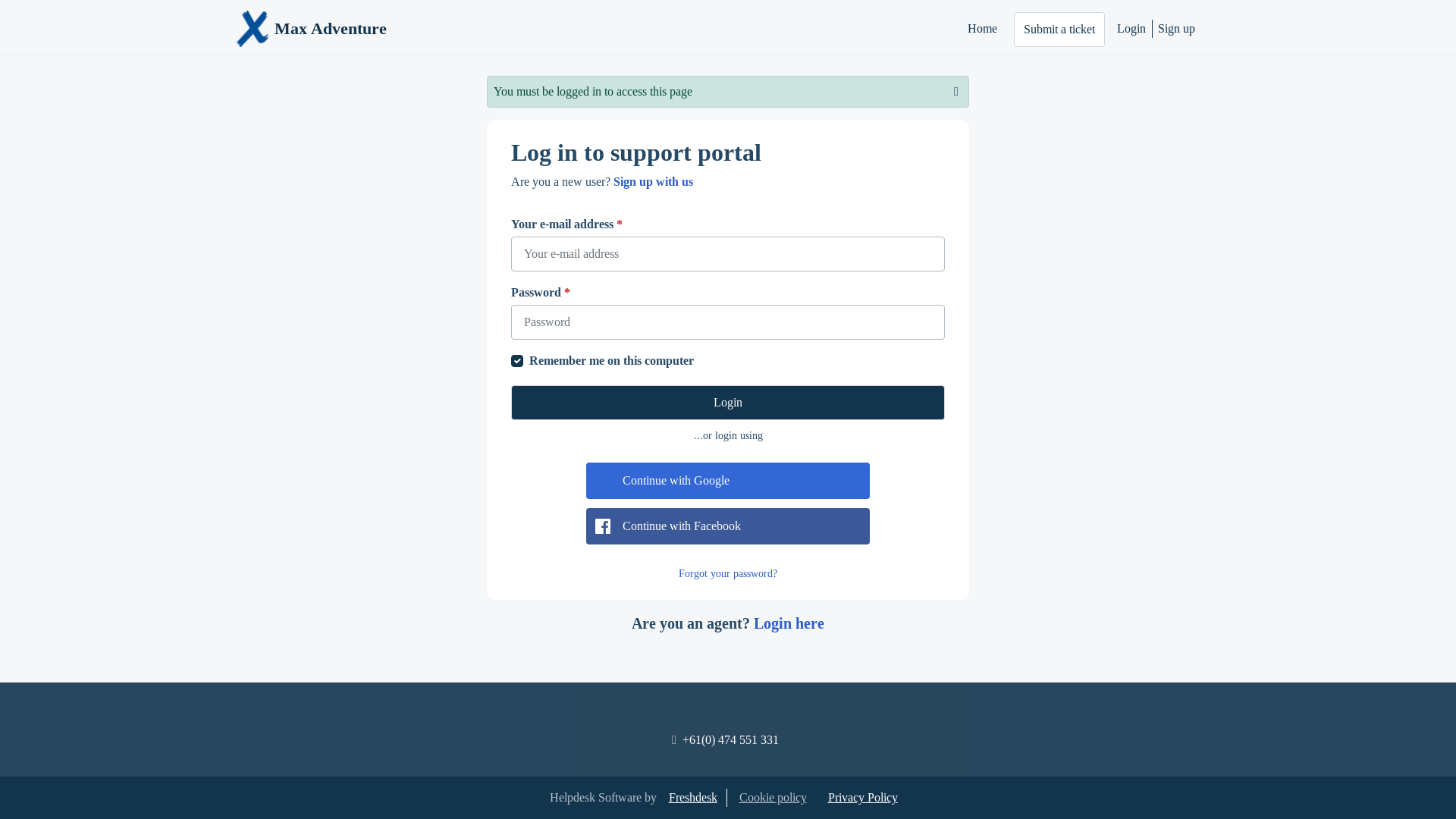 website screenshot of https://maximumadventure.freshdesk.com/helpdesk/tickets/64180