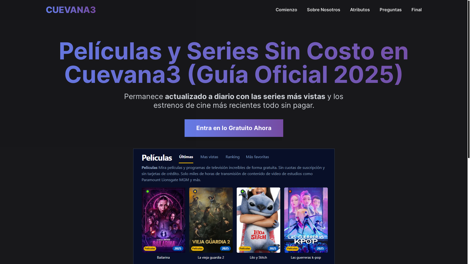 website screenshot of https://cuevana3-un3r.pages.dev/