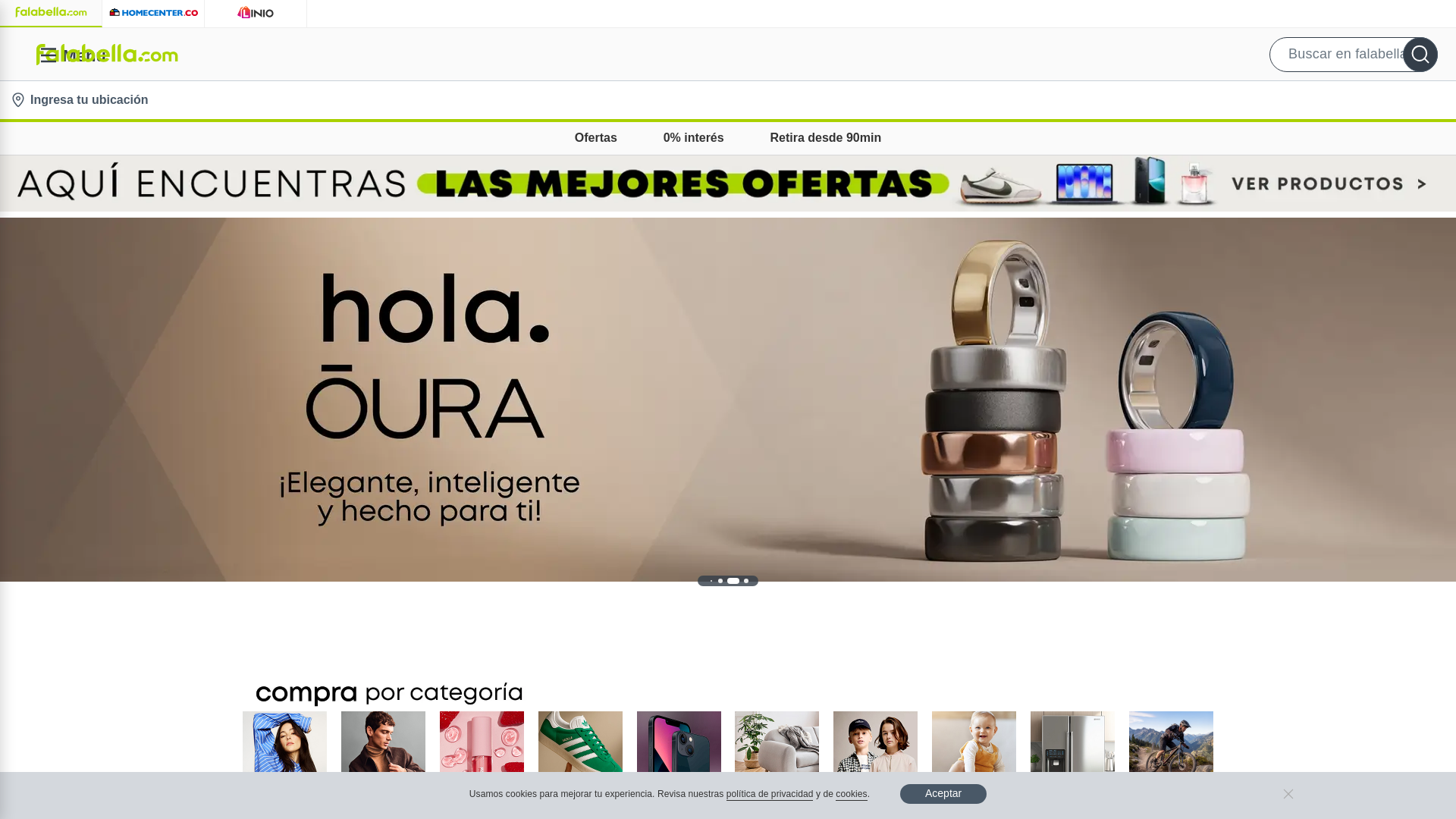 website screenshot of https://www.falabella.com.co