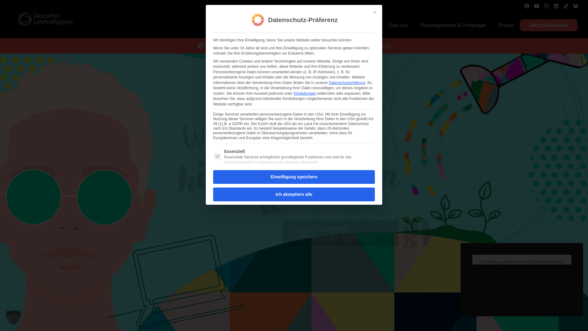 website screenshot of https://deutscherlehrkraeftepreis.net/