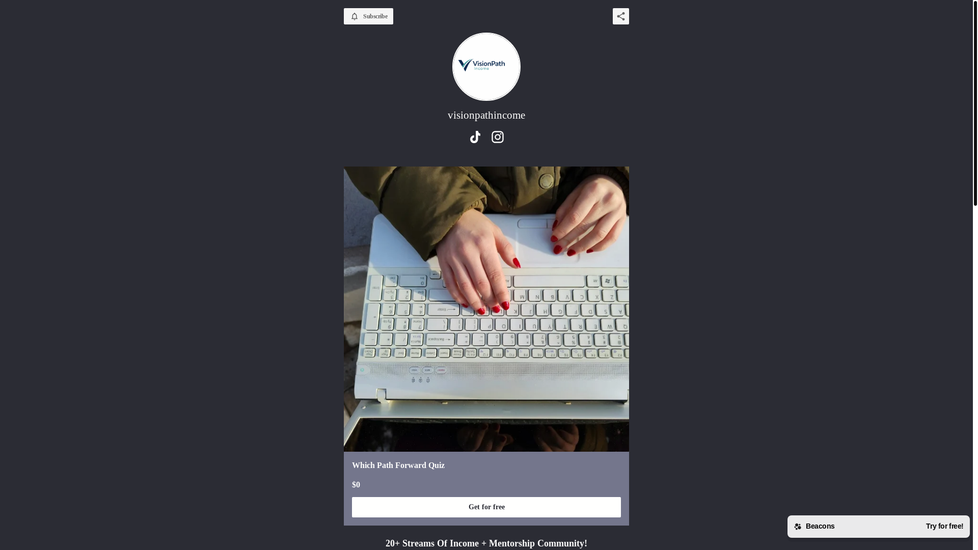 website screenshot of https://visionpathincome.store/