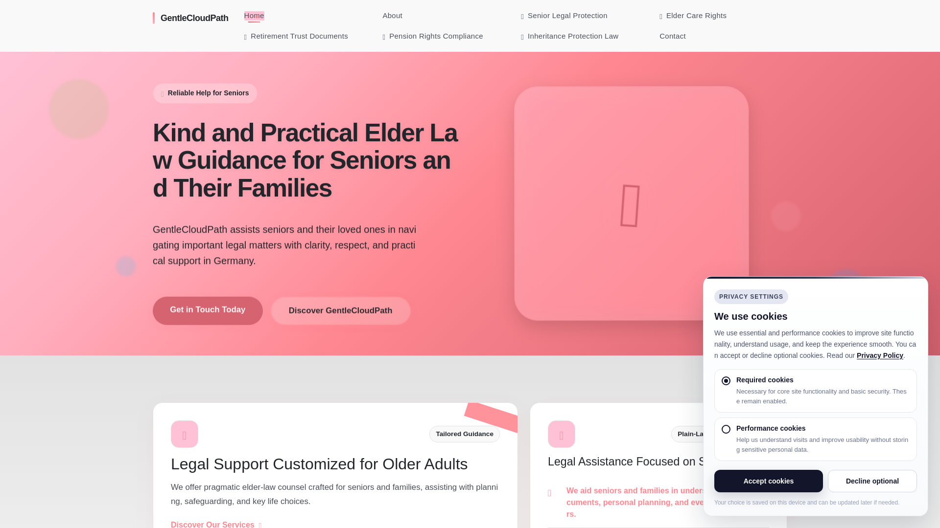 website screenshot of https://gentlecloudpath.digital