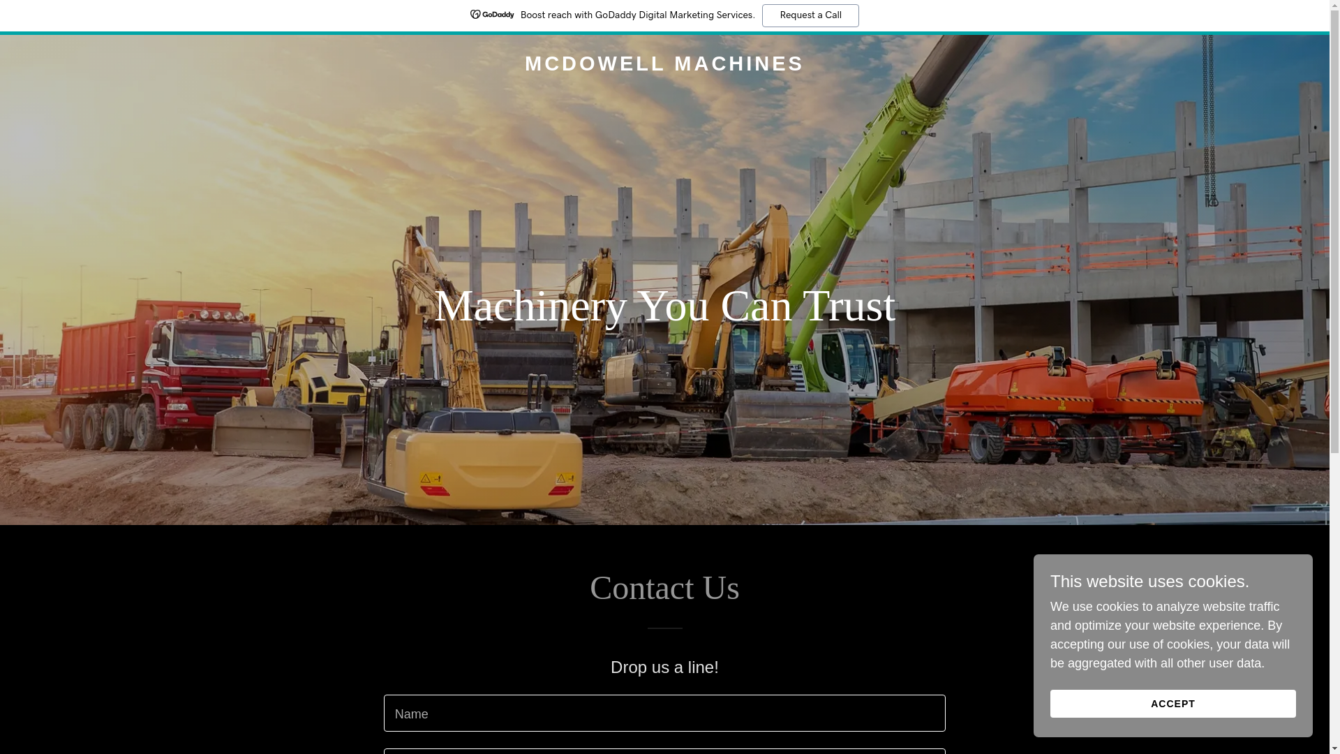 website screenshot of https://mcdowellmachines.com/