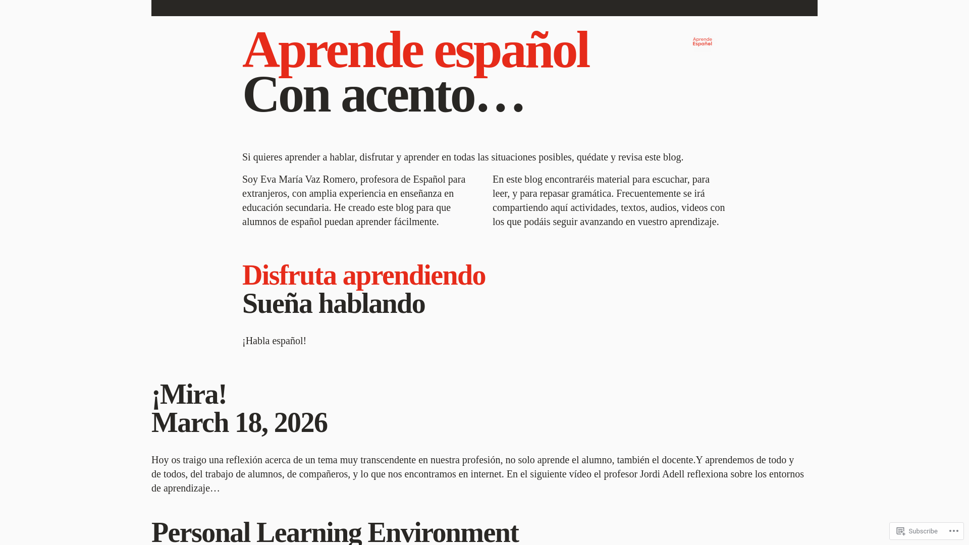 website screenshot of https://aprendespanolonline.blog/