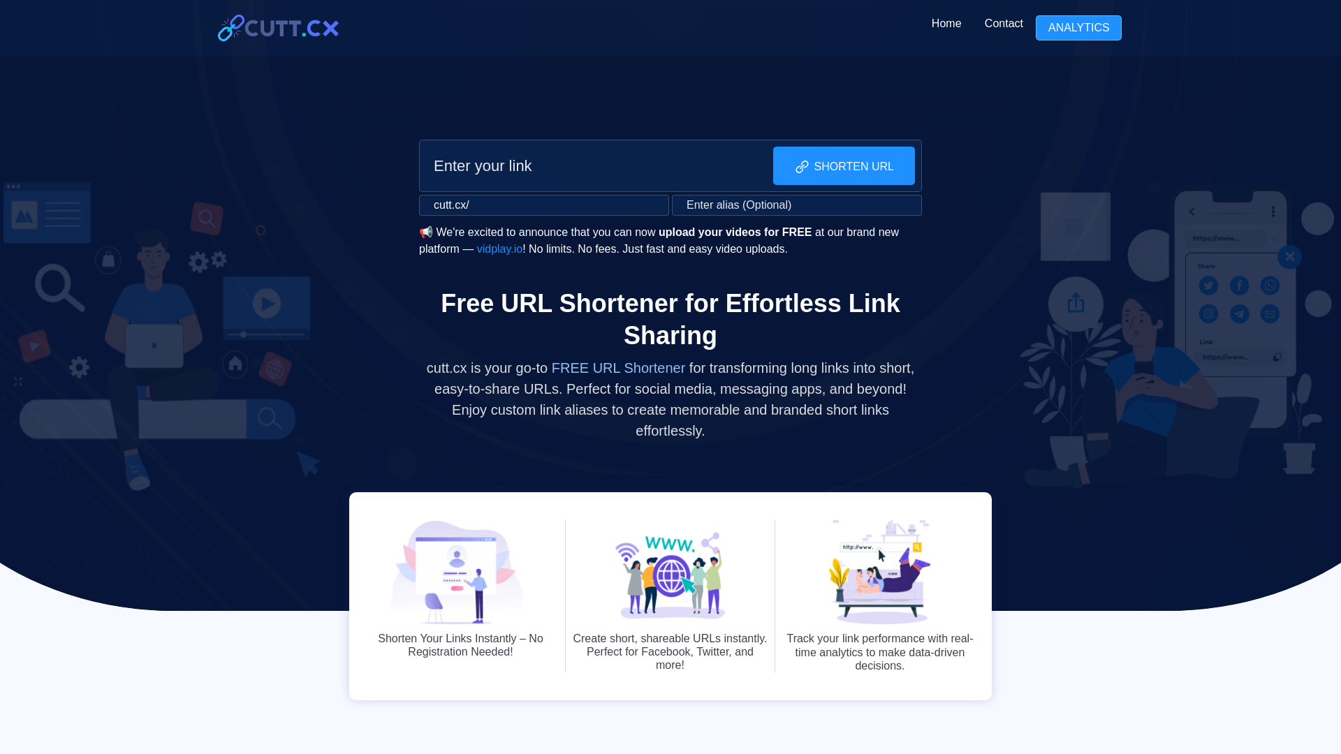 website screenshot of https://cutt.cx/