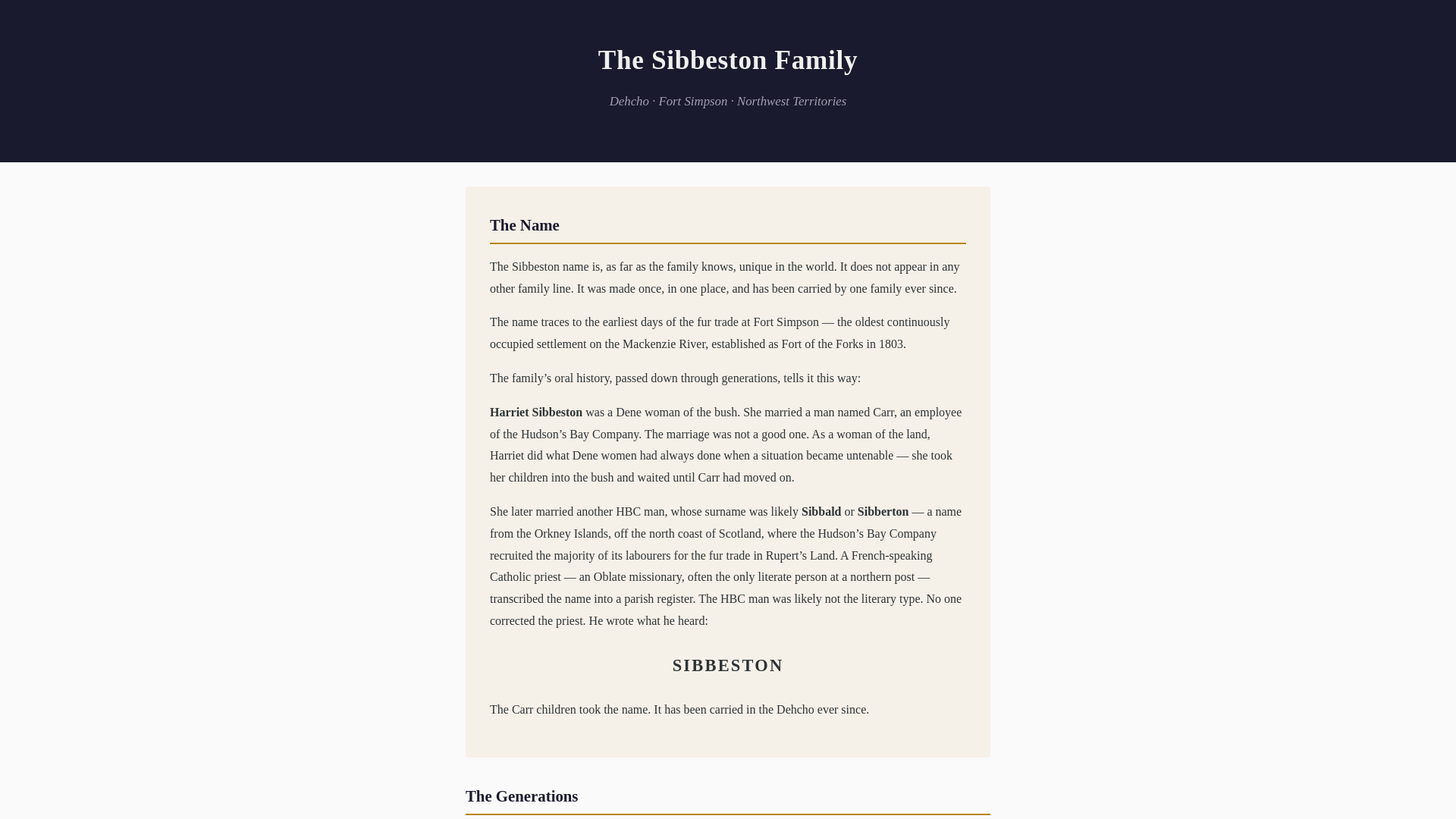 website screenshot of https://sibbeston.ca/