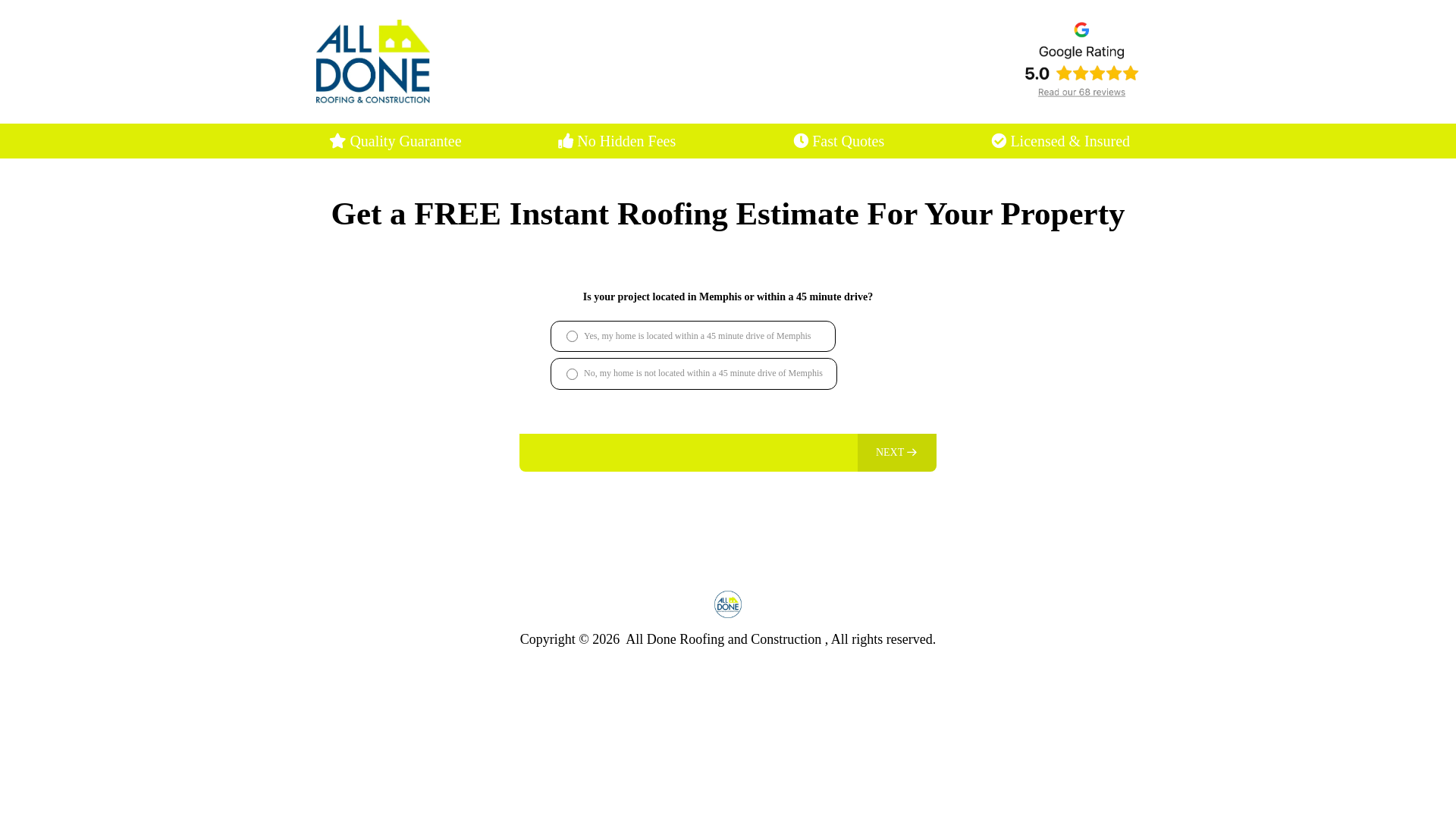 website screenshot of https://alldoneroofingandconstruction.online/