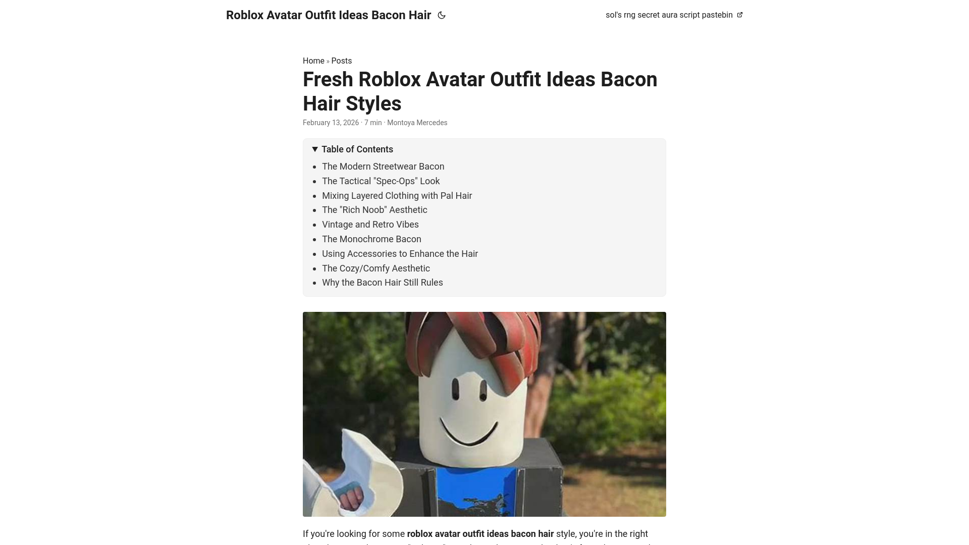 website screenshot of https://roblox-avatar-outfit-ideas-bacon-hair.pages.dev/