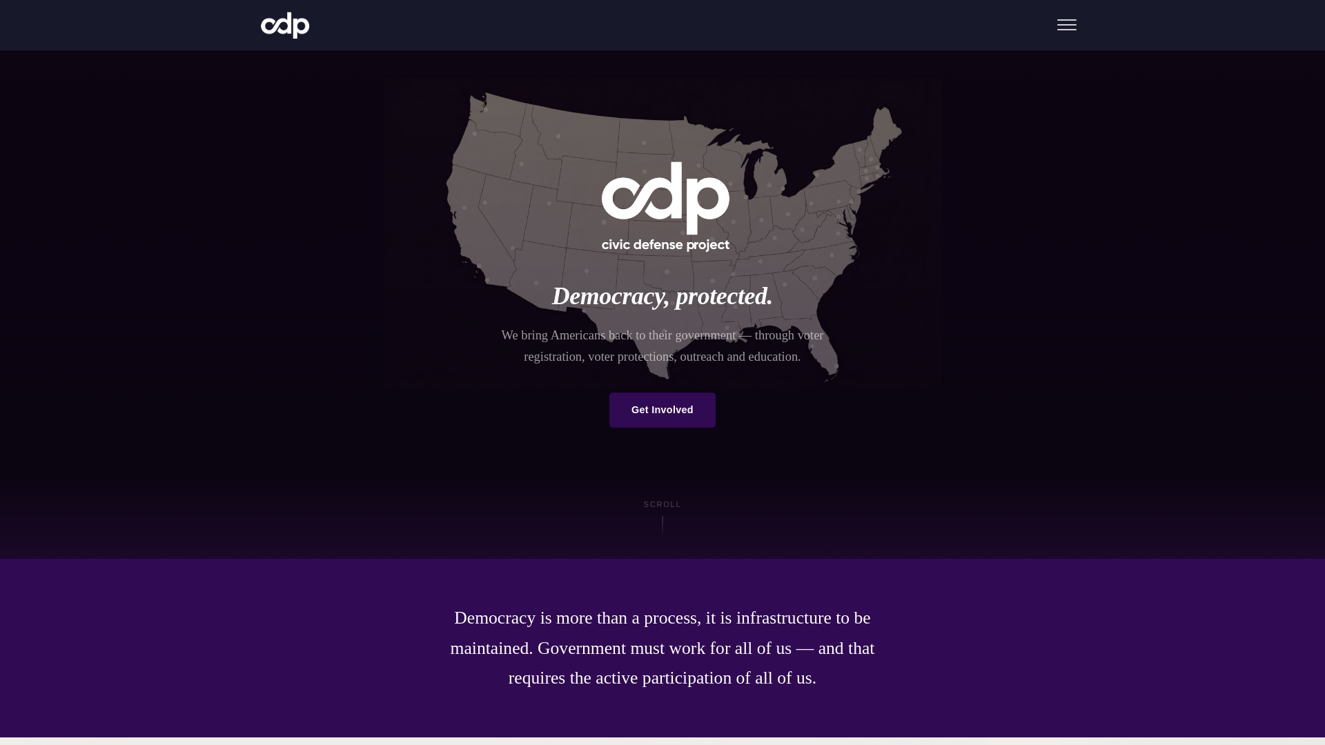 website screenshot of https://civicdefenseproject.org