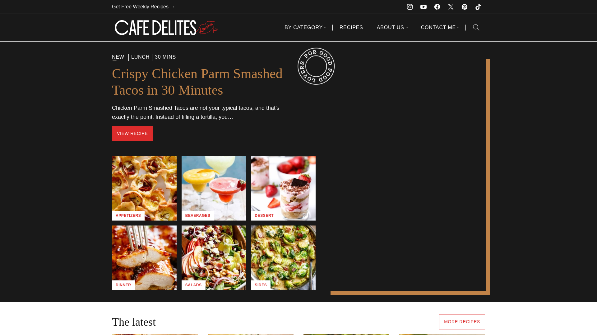 website screenshot of https://cafedelites.com