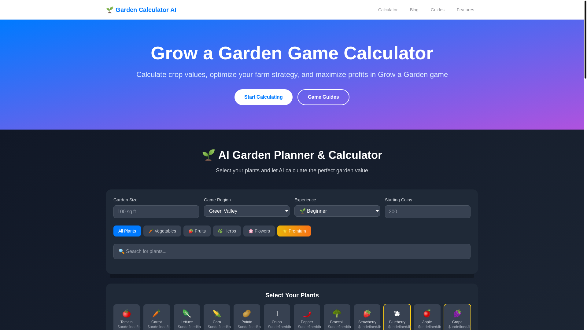 website screenshot of https://aigrowagardencalculator-com.pages.dev/