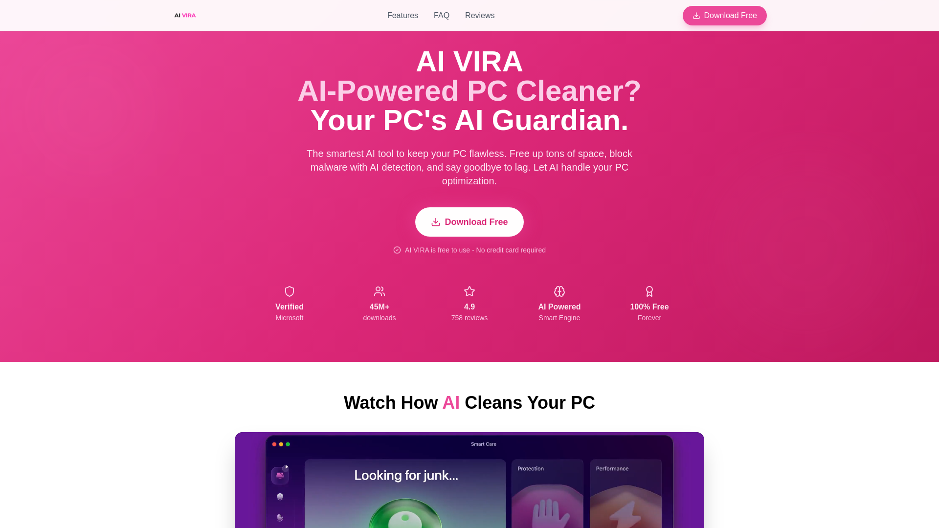 website screenshot of https://getaivira.com