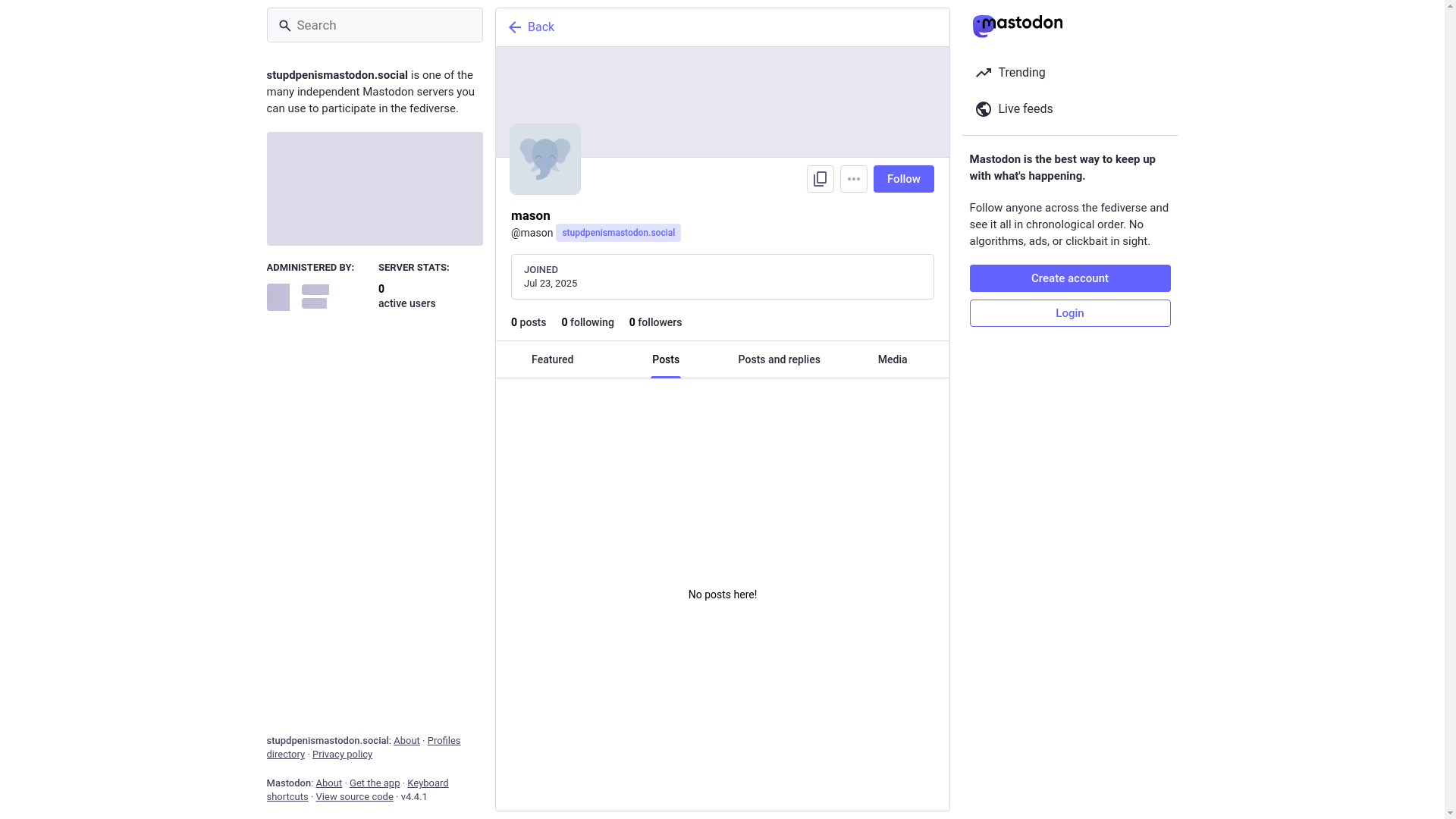 website screenshot of https://stupdpenismastodon.social/