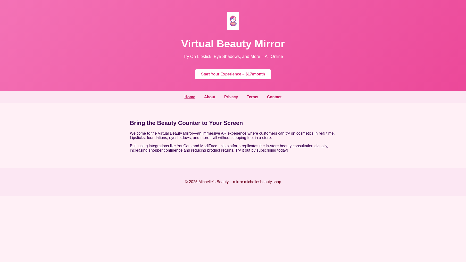website screenshot of https://mirrormichellesbeauty.pages.dev/