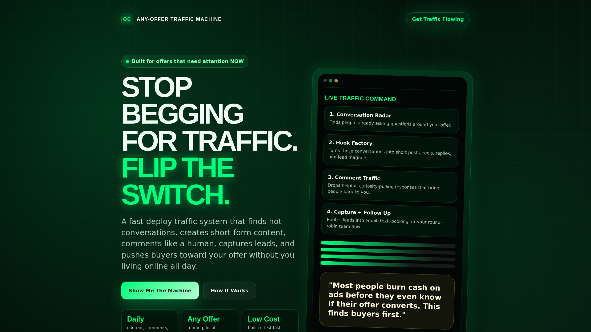 website screenshot of https://anyoffertrafficmachine.com/