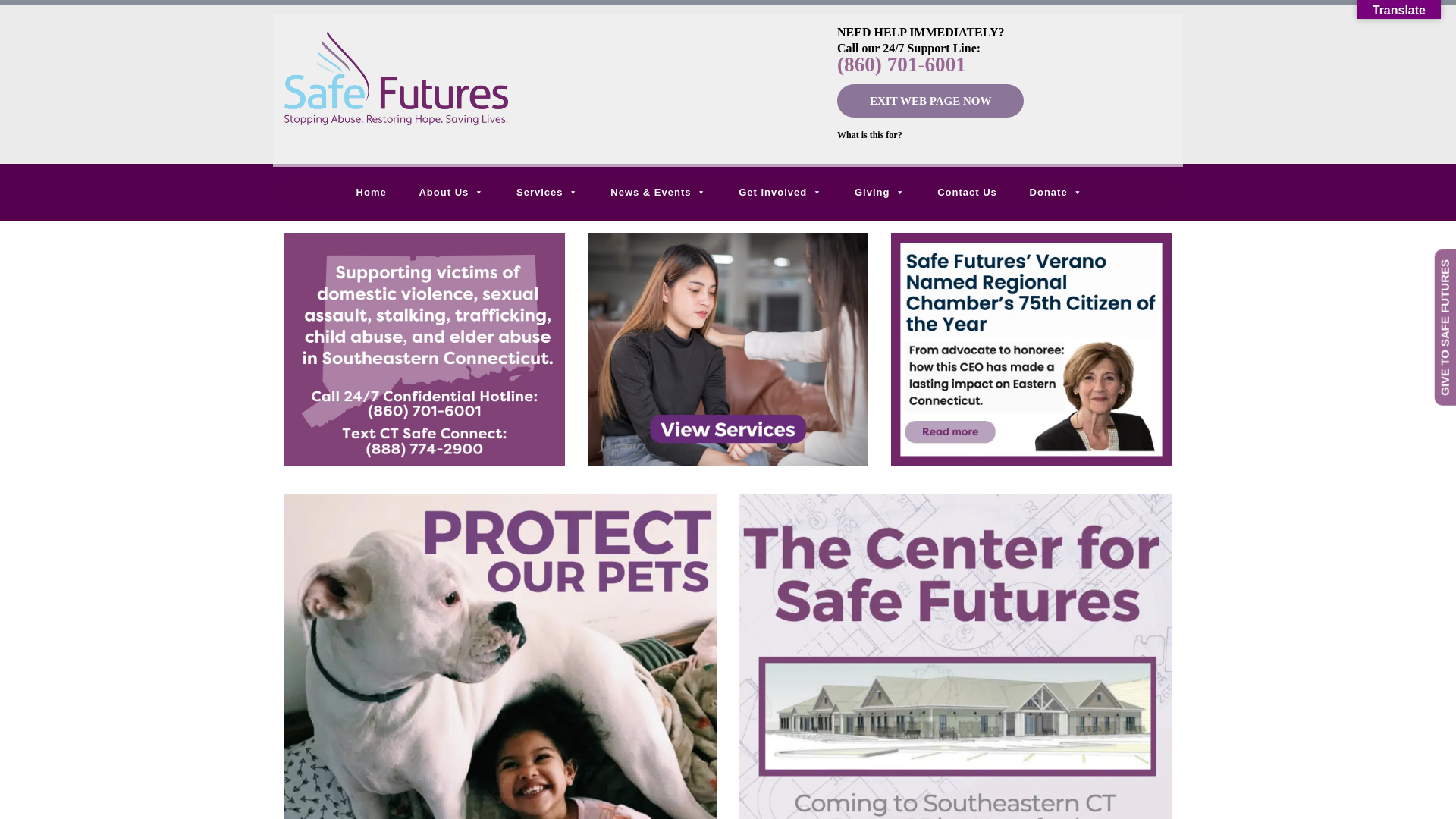 website screenshot of http://safefuturesct.org/