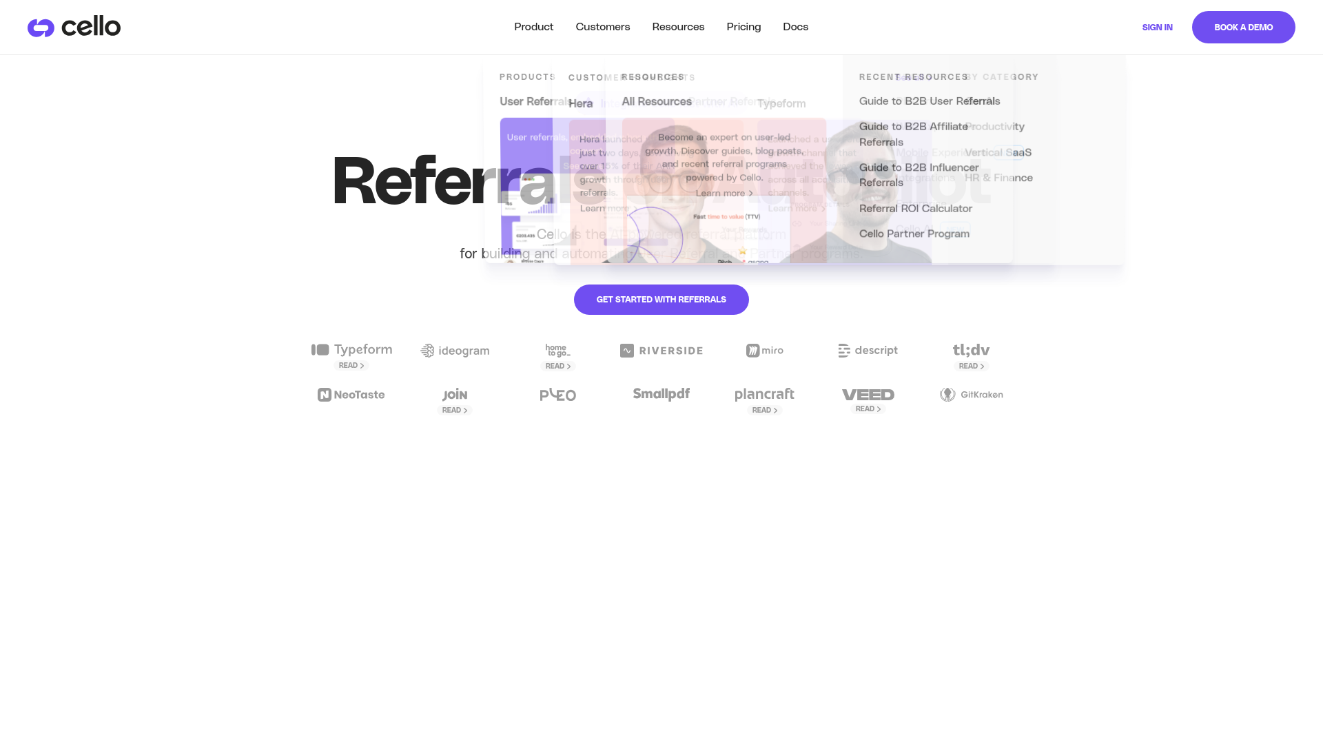website screenshot of https://trycelloreferrals.com/
